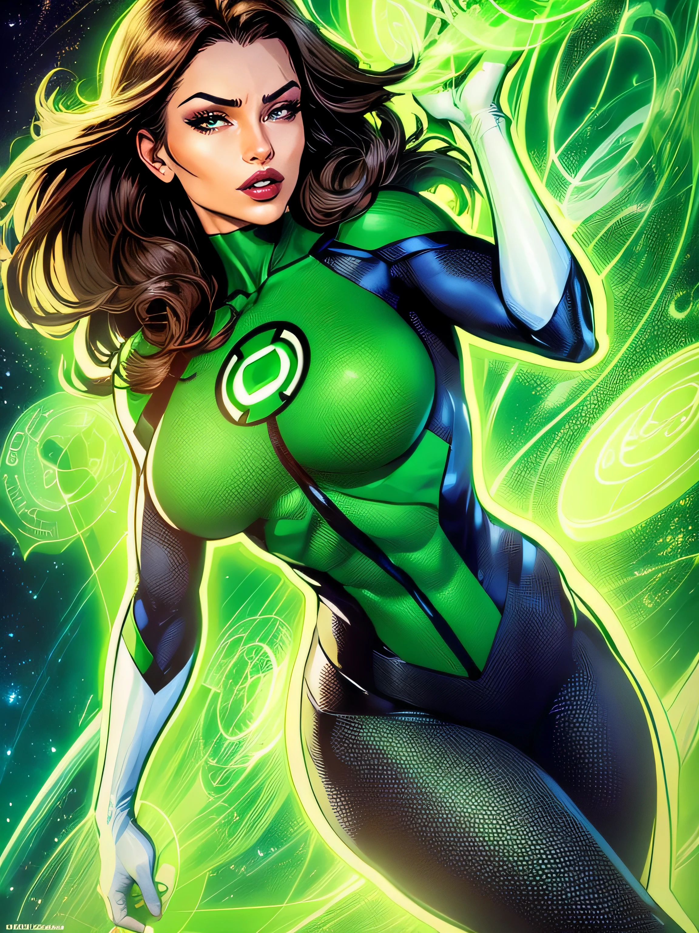 Uma mulher bonita em grande estilo, lanterna verde (in English: lanterna verde) is a DC Comics superhero. Criado por Martin Nodell e Bill Finger, The original Green Lantern was recast as a new superhero of the same name in the 1960s, o personagem original ficou conhecido pelo nome que seus pais chamavam Alan Scott e por um tempo adotou a identidade de Sentinela (Brasil).
O atual Lanterna Verde, founding member of the Justice League of America. Desta vez, she helped cement the new Green Lantern as a folk hero, with a more cosmic theme.
Lined lips, bodysuit verde, umbigo cA beautiful woman in style, Green Lantern (in English: Green Lantern) is a DC Comics superhero. Created by Martin Nodell and Bill Finger, the original Green Lantern was recast as a new superhero with the same name in the 1960s, the original character became known by the name his parents called Alan Scott and for a time adopted the identity from Sentinela (Brazil).
The current Green Lantern, founding member of the Justice League of America. This time, she helped cement the new Green Lantern as a popular hero, with a more cosmic theme.
lined lips, green bodysuit, covered navel, makeup,
muscular, tight skin, All green uniform, muscular female, green bodysuit, yellow bodysuit,
Looking at the Viewer, (medium breasts: 1.4), (hanging breasts: 1.3), (full breasts: 1.4), (realism: 1.5), (Realisitc: 1.4), (Absurdity: 1.4), 8k, ultra-detailed, Detailed beautiful woman, (Only one:1.4), 1girl, (Viewer facing:1.2), sexy,oberto, maquiagem,
musculoso, pele apertada, Uniforme todo verde, muscular female, bodysuit verde, bodysuit amarelo,
Looking at the Viewer, (medium breasts: 1.4), (seios pendurados: 1.3), (seios cheios: 1.4), (realismo: 1.5), (Realisitc: 1.4), (Absurdidade: 1.4), 8k, ultra-detalhado, Mulher bonita detalhada, (Apenas um:1.4), 1girl, (Visualizador voltado para:1.2), sexy,