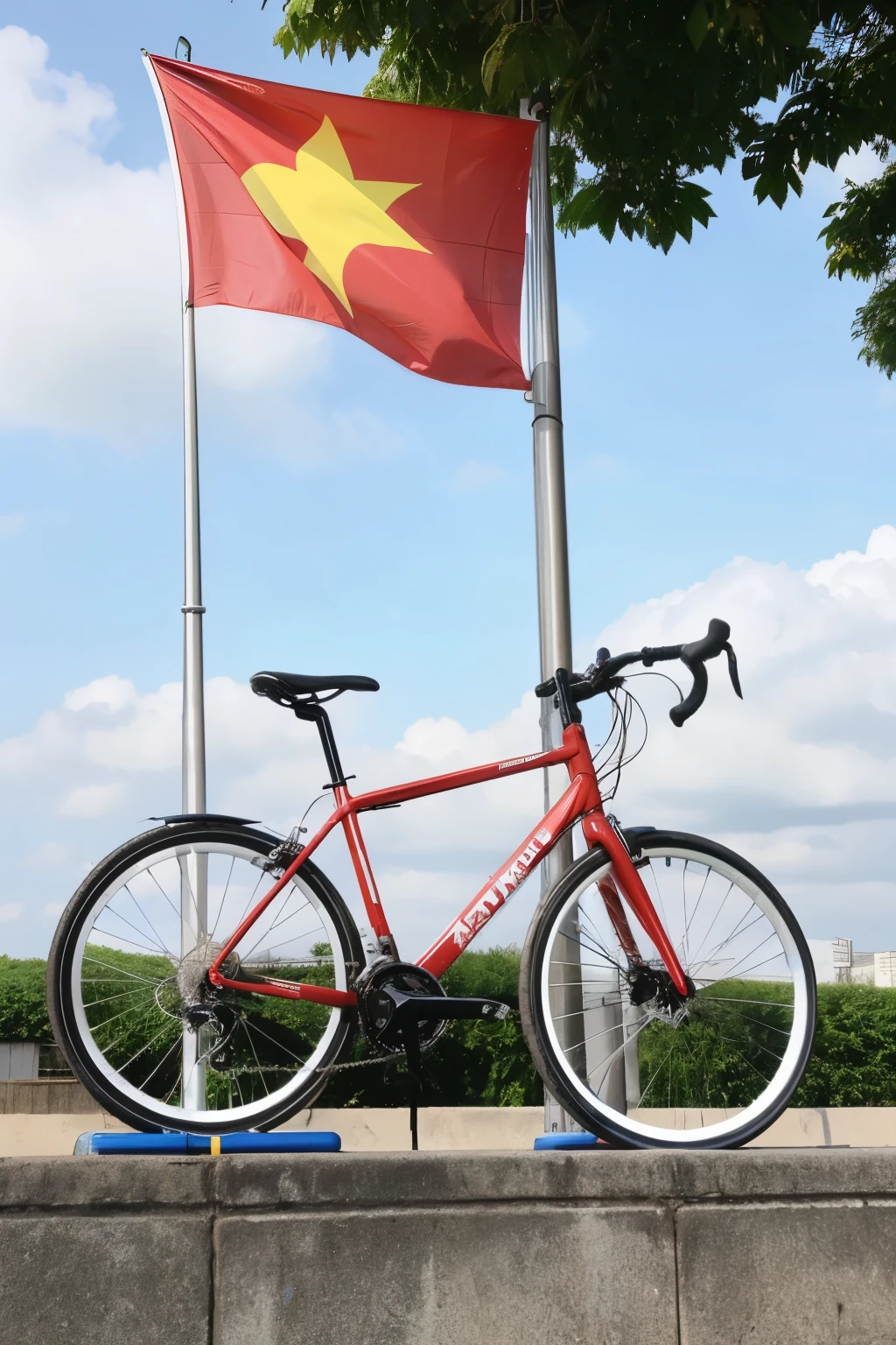 Bicycle with national flag of japan