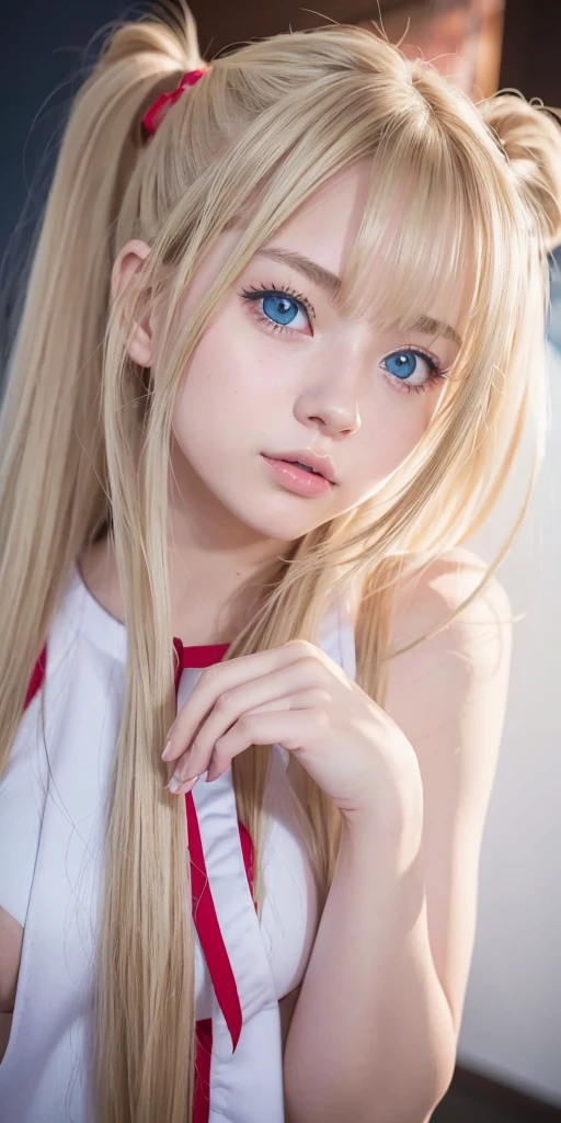 (masterpiece、best quality、extremely detailed 8k、ultra hd、ultra-detailed、highly detailed、highly realistic、photo realistic)、(beautiful realistic face、detailed realistic face)、Extraordinary sexy beauty、1girl, 19yo, blonde hair, very long hair, twintails, red ribbon, blue eyes, shy, ,akizuki airi, blonde_hair, blue eyes, twintails, very_long_hair, hair_ornament red, hair_scrunchie red, medium_breasts,akizuki airi, blonde_hair, blue eyes, twintails, very_long_hair, hair_ornament red, hair_scrunchie red, medium_breasts, nude, nipples, pink nipples,