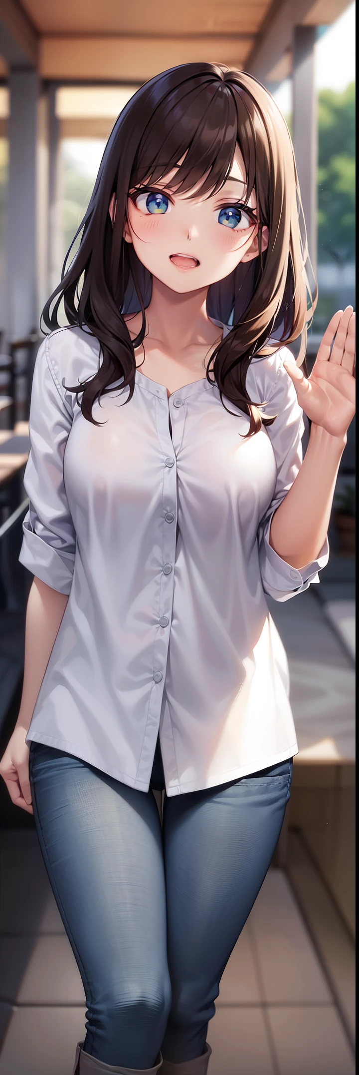 A girl, on the playground after school, fully visible, away from the spectators. She is a beautiful, pretty, cute, cute, young, teenager. She is slim, slender, petite, thin, (big breasts), (big breasts), (big breasts). She was sweaty, wet, and drenched. The clothes are transparent, there is sweat on the skin, and the hair is wet. She grinned and smiled. She looks natural, relaxed and unpretentious. Scheming face. Make faces. (sticking out his tongue), telling a secret, hiding a secret, shyness, excitement. She stared at the audience. She wears a black ponytail. She wore a school uniform, a rolled up shirt with a colored corduroy bra under the shirt, shorts of various colors, and two layers. Shirt lift,. Camera focused on her face, light shining on her face, very large aperture, ((f/1.2)), shallow depth of field, strong blur in background lens, ISO 3000, auto white balance, extremely detailed, professional lighting, soft light, raw photos, Uniqlo fashion models, best quality, masterpiece, award-winning photography, huge file size, 8k, high resolution, shot on Sony DSLR.