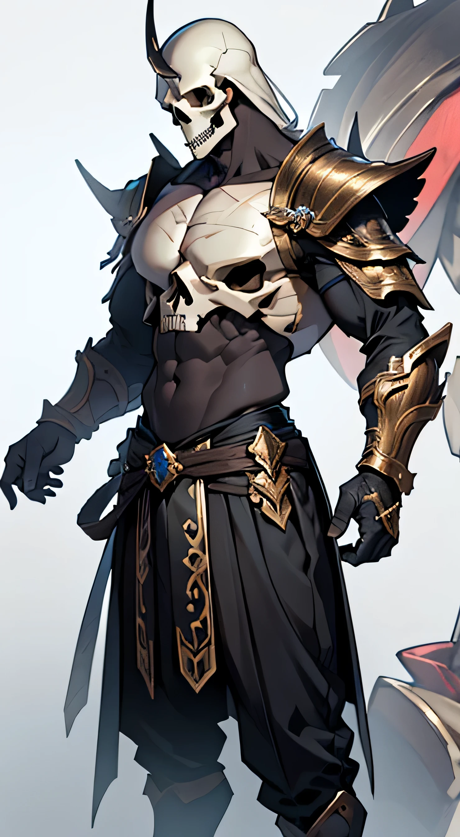 (Best Quality, 4k, 8K, high resolucion, Masterpiece:1.2), skull monster, detailed bone parts, side pose, oriental armor costume,
