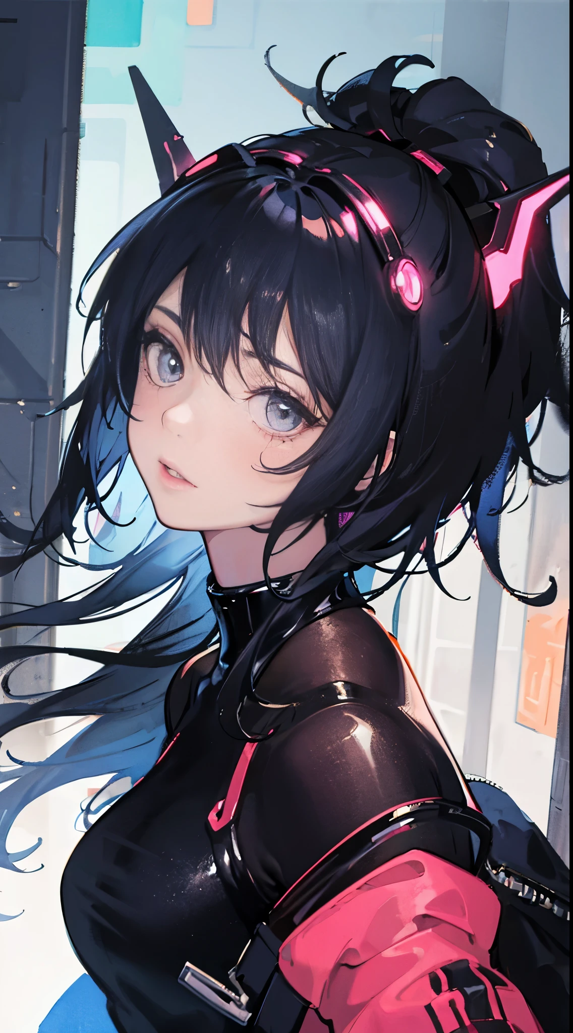 1 Girl, 29 years old muscular woman, detailed facial expressions, face like a model, colorful body conscious, small dress, too small to fit, absurd, various poses, curvaceous, digital illustration, cyberpunk, perfect Anatomy, Close to Center, Close to Perfect, Dynamic, Highly Detailed, Watercolor Effect, Concept Art, Smooth and Sharp Focus, Illustration, Art,