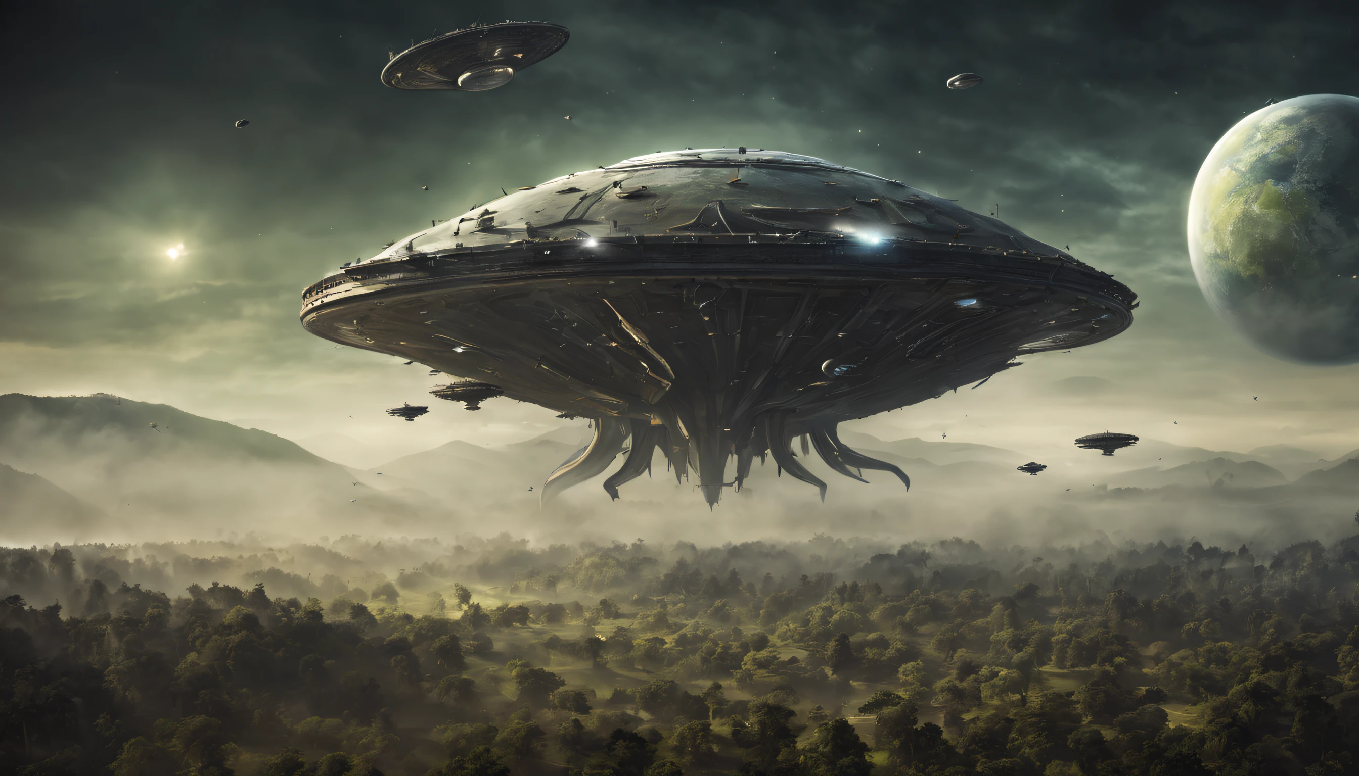 giant alien mothership,planet earth,aggression