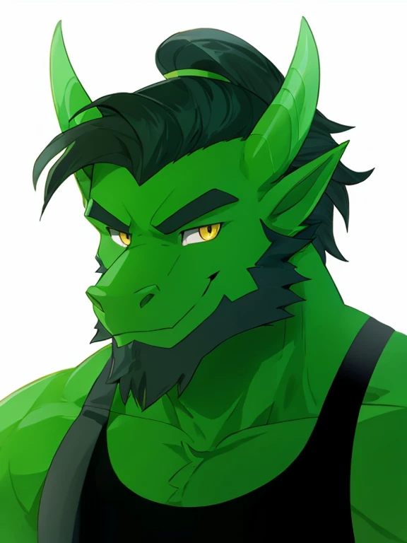 Furry green dragon, daddy, cool, yellow eyes, smile