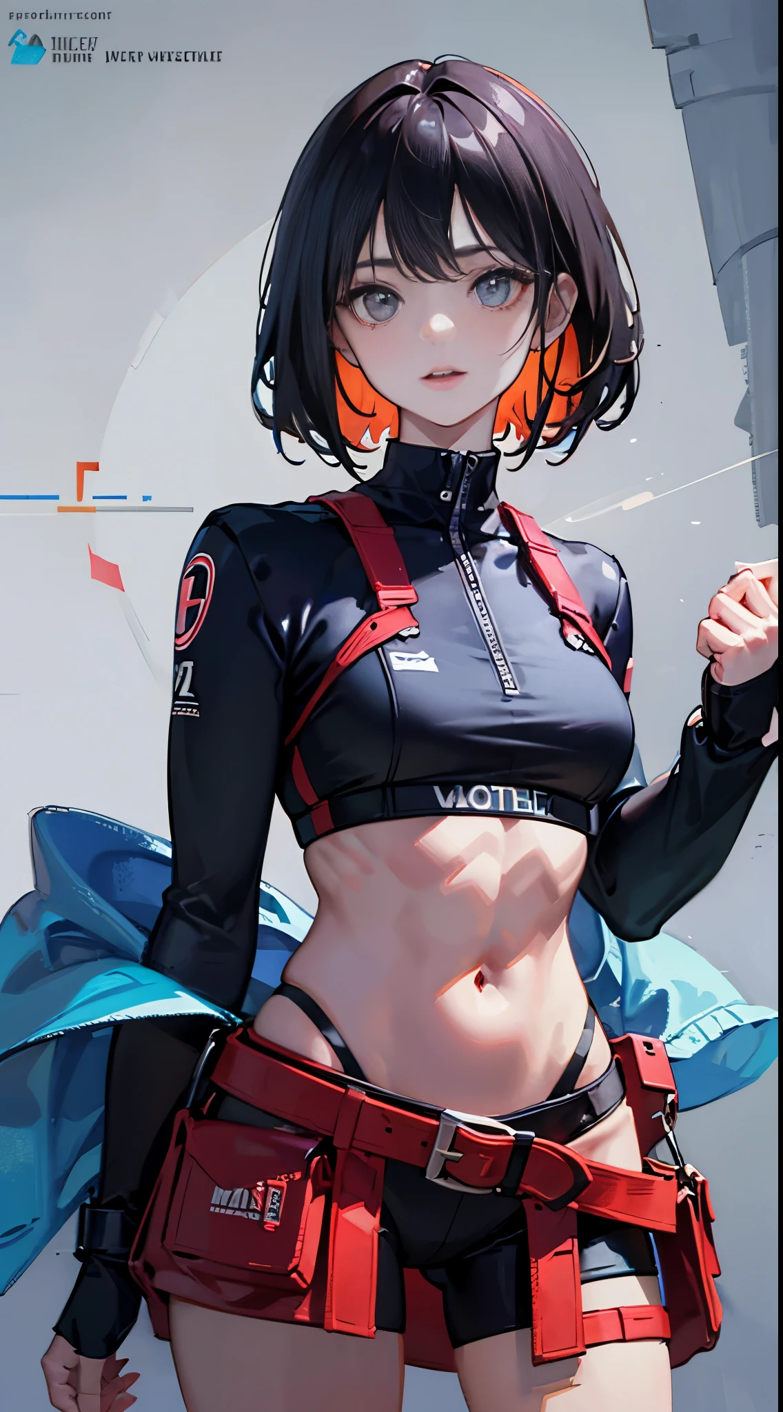1 Girl, 29 years old muscular woman, detailed facial expressions, face like a model, colorful body conscious, small dress, too small to fit, absurd, various poses, curvaceous, digital illustration, cyberpunk, perfect Anatomy, Close to Center, Close to Perfect, Dynamic, Highly Detailed, Watercolor Effect, Concept Art, Smooth and Sharp Focus, Illustration, Art,