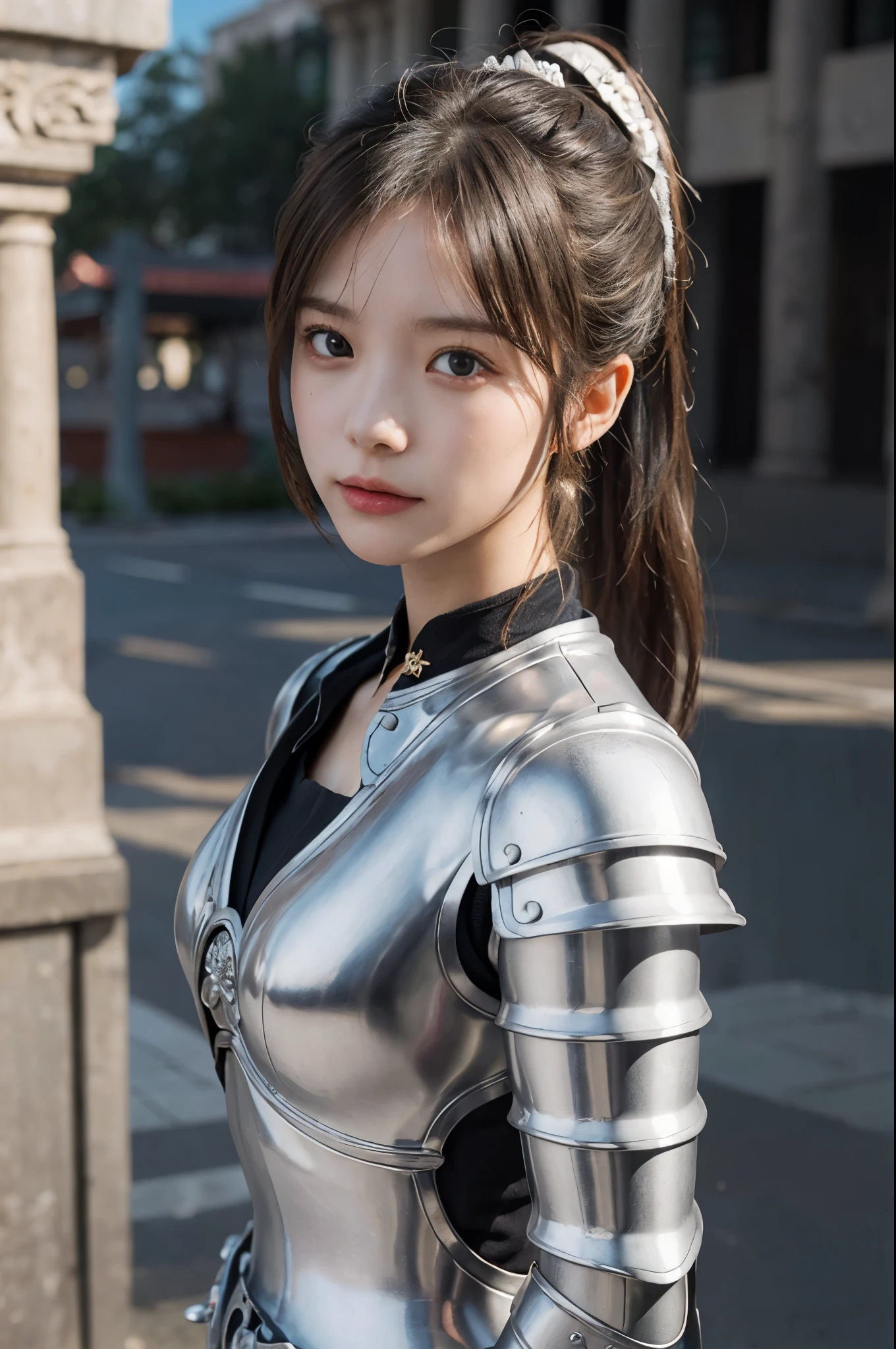 (8K, Best Quality:1.2), (masutepiece:1.37), (Photo, PhotoRealistic:1.37), (超A high resolution), Half body, Walking Pose, shot from front, slow motion, Female paladin wearing full body, (Light Silver Armor:1.2),(Ornately decorated armor), (Insanely detailed, bloom:1.5), (Highest Quality, Alessandro Casagrande, Greg Rutkowski, by Sally Mann, Concept art, 4K), (analogue:1.2), (high sharpness), (Detailed pupils:1.1), Detailed face and eyes, masutepiece, Best Quality, (highly detailed Photo:1.1), (Long Blonde Hair, Ponytail,Ecstatic:1.1), (Young Woman:1.1), sharp, (Perfect body:1.1), Realistic, real shadow, 。.3D, (a temple background:1.2), arms crossed over the chest 
Photographed by Canan EOS R6, 135 mm, 1/1/2.8, ISO 400