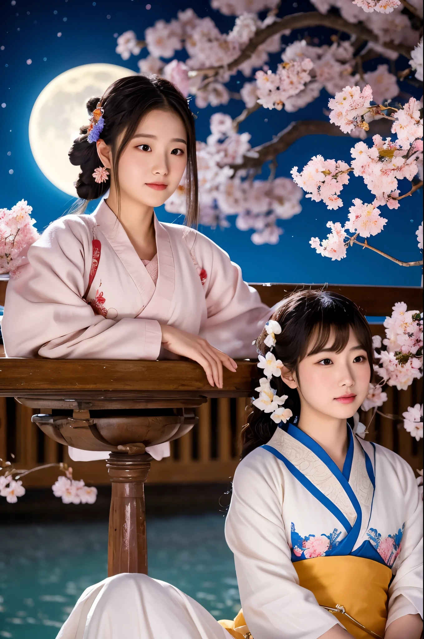 Moon and cherry blossoms in the Heian period