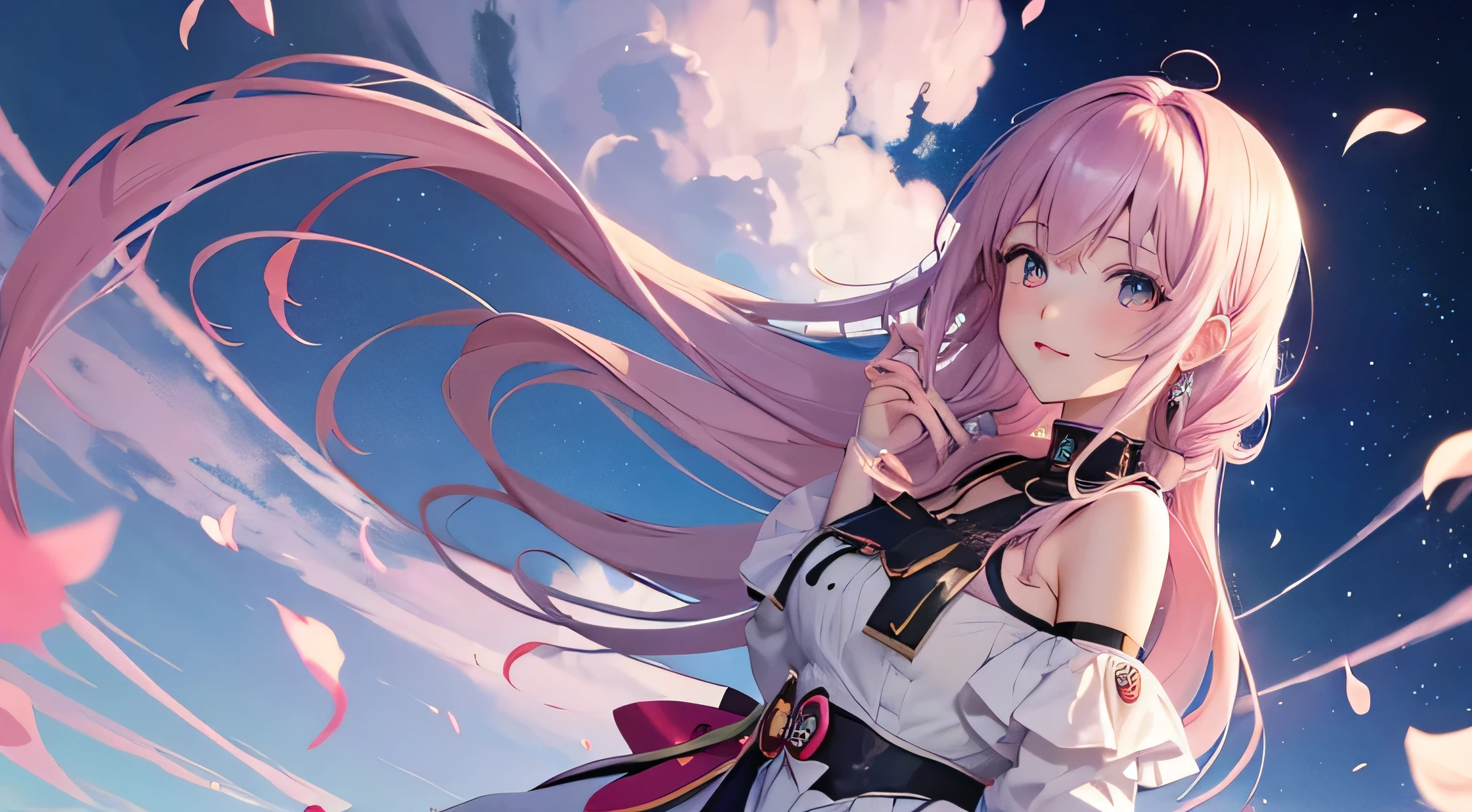 anime girls mit langen lila Haaren und rosa Handschuhen, Roboter Manga Anime!! anime girls, Marin Kitagawa Fan Art, (anime girls), Anime-Moe-Kunststil, Anime-Stil, Anime Best Girl, Anime !!!!!!!!!!!!!!!, Zero Chan Kunst, anime girls, Niedlicher Anime-Manga-Stil, Anime-Kunststil, Cute anime girls [Guess no Ko], Yokoyari Mengo, Idol Singer, blauer Himmel, Sonnenuntergang