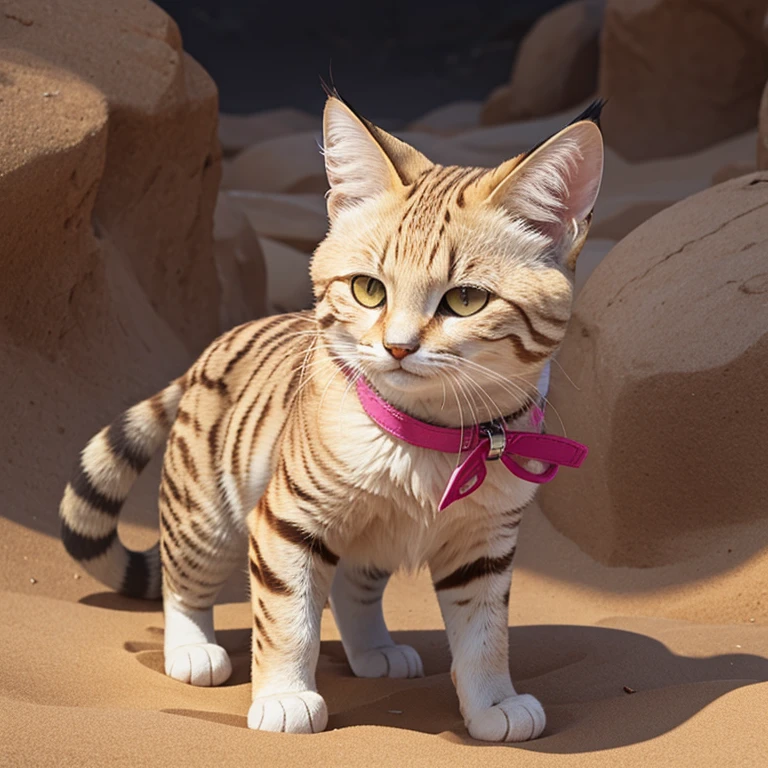 Sand cat in the style of Lisa Frank