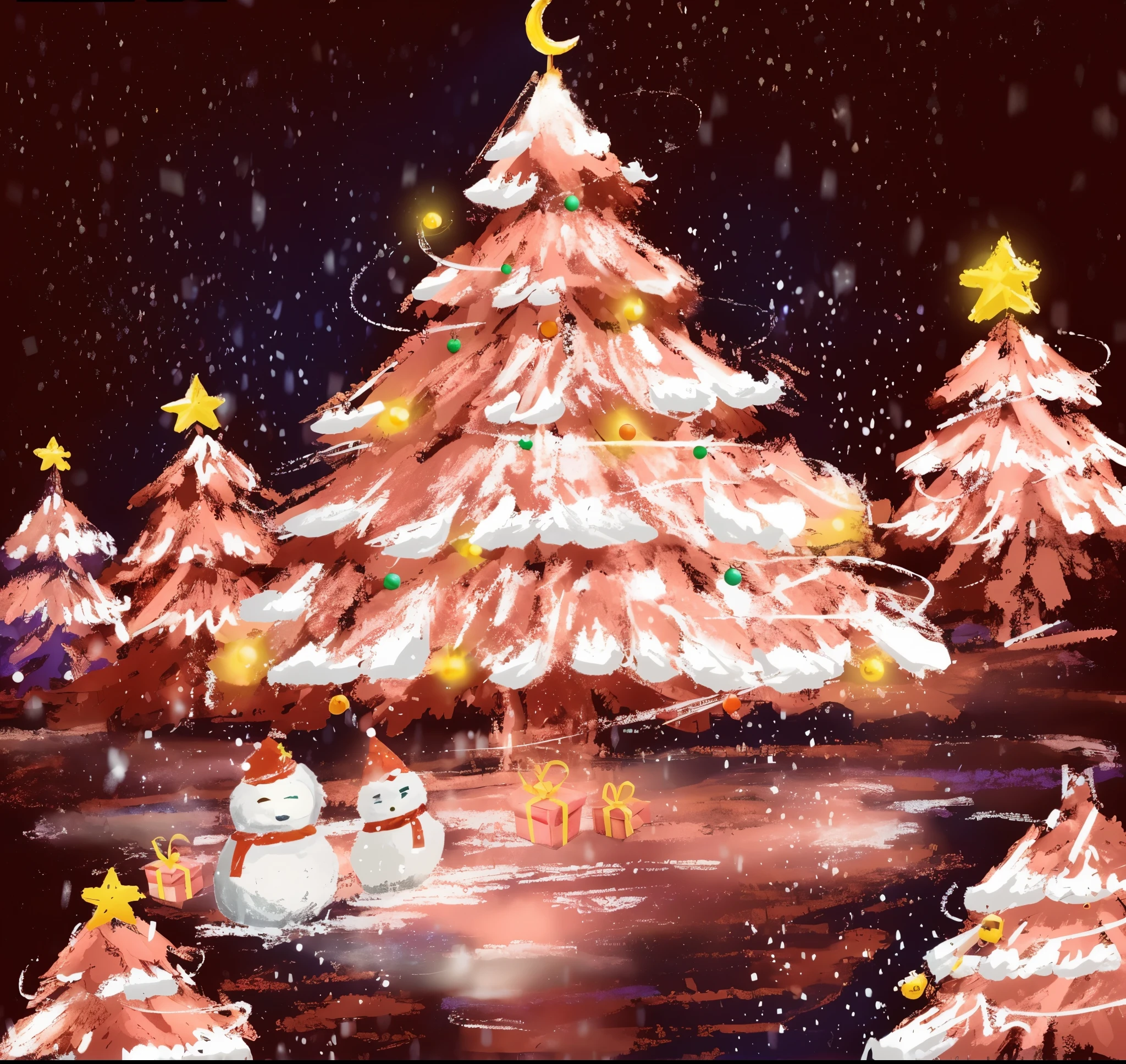 Christmas background artwork, illuminations, candy forest,natta, Yuki, glowing lamps,8K