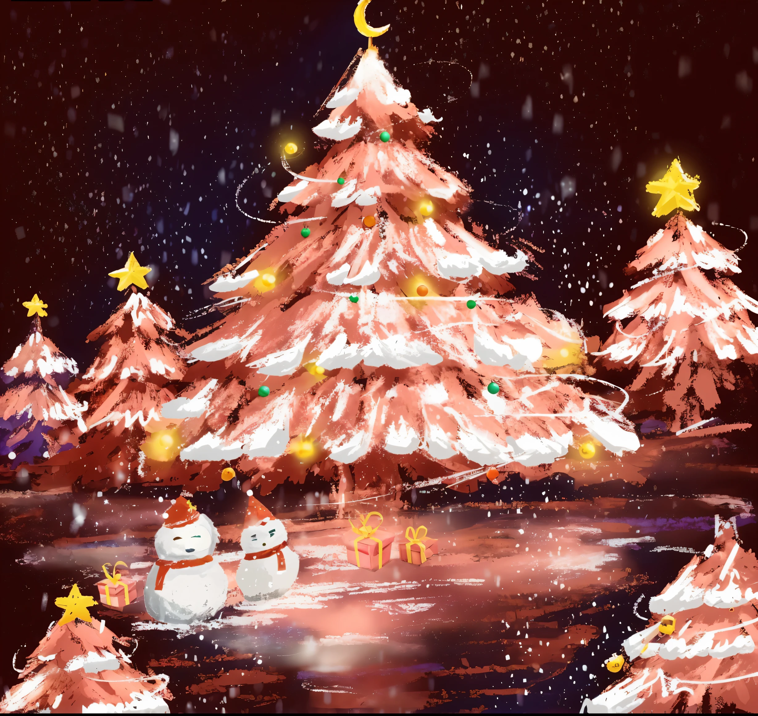 Christmas background artwork, Lighting, candy forest，natta, Yuki， glowing lamps，8K