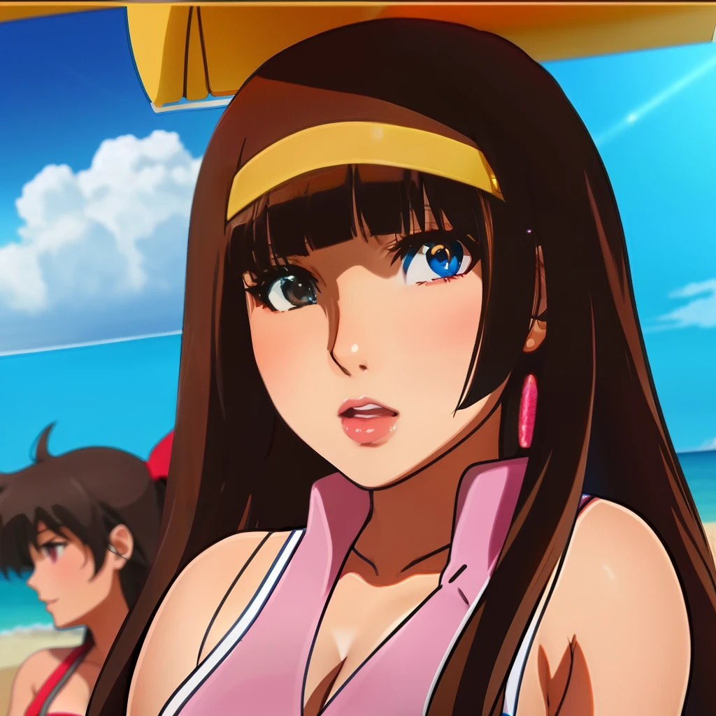 Close up of cartoon character wearing bikini on sky background, Beautiful captivating anime , Seductive Anime Girl, oppai, megumin from konosuba, anime goddess, Beautiful captivating anime woman, Ayami, irelia from league of legends, juri misaki, Rin Tohsaka