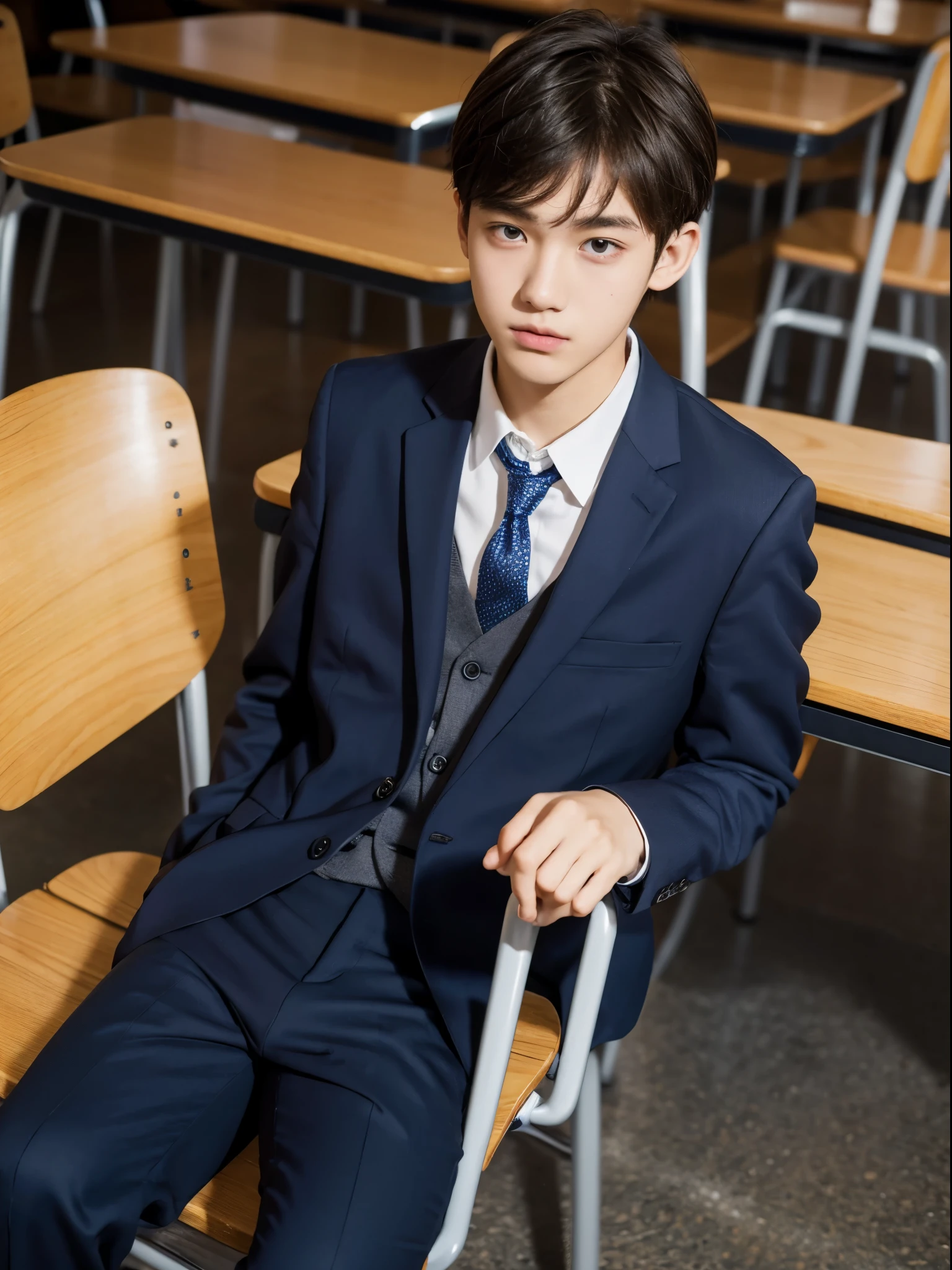 boy, 17 y.o, handsome, suit, tie, school