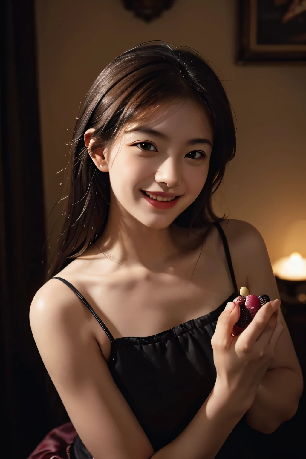 fruits,Grapes,Rosa,antique,A smile,,Sweet and seductive appearance.、Caravaggio's paintings、Chiaroscuro of Caravaggio,,Cute smile, Expression of ecstasy,erotick