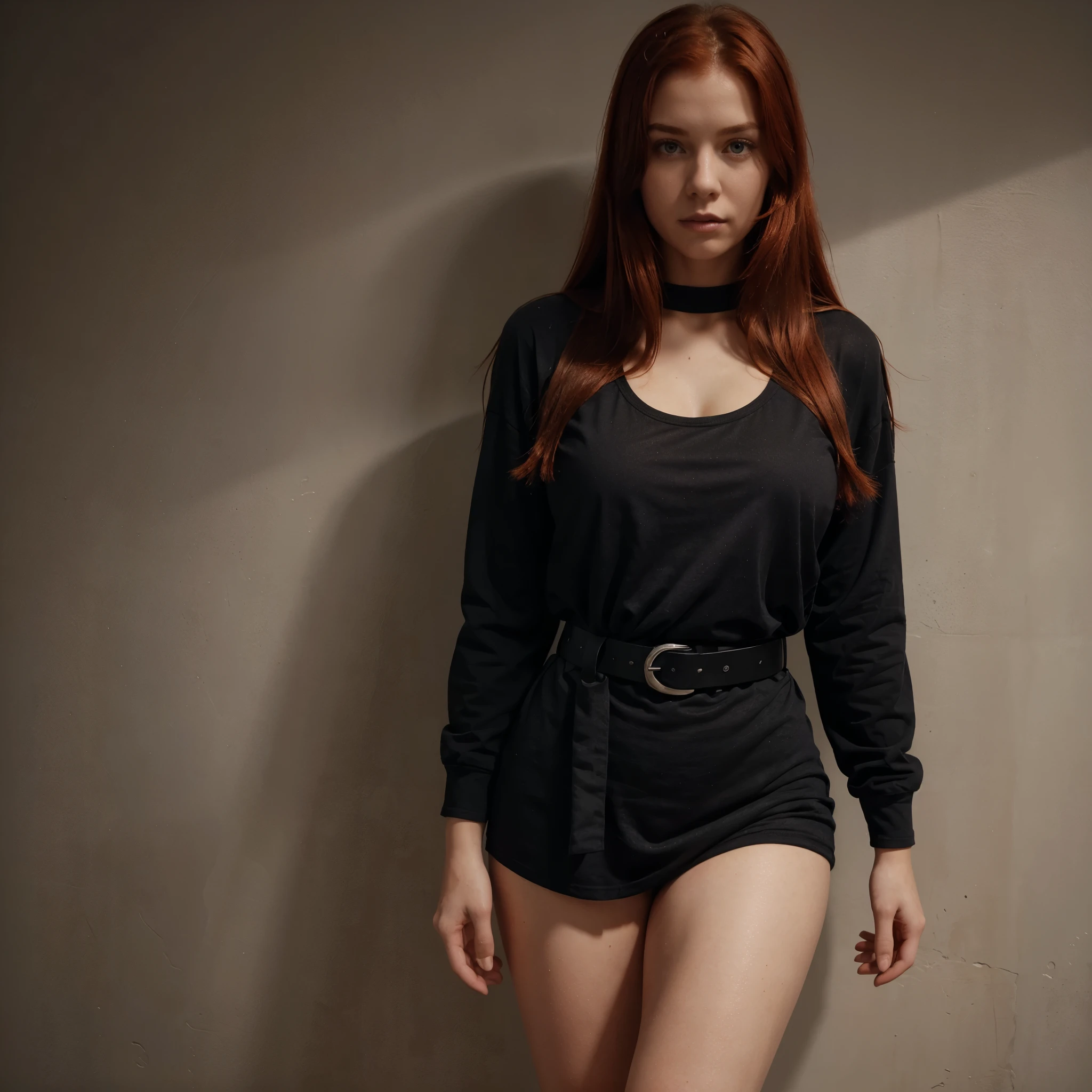 25-year-old Caucasian French girl with shoulder-length messy red hair, Captured in the best quality, this illustration serves as a 4K wallpaper,very short shorts