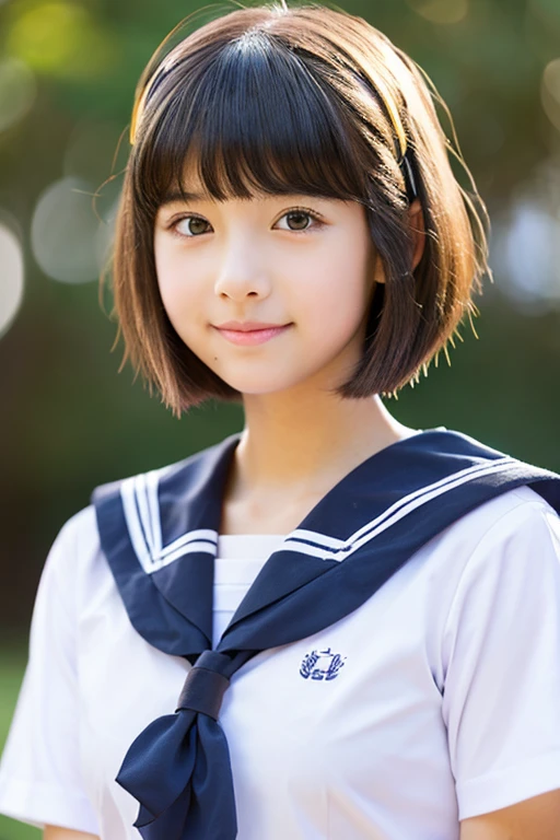 Realistic schoolgirl in sailor suit，Hairstyle shortcuts，soio、‎Classroom