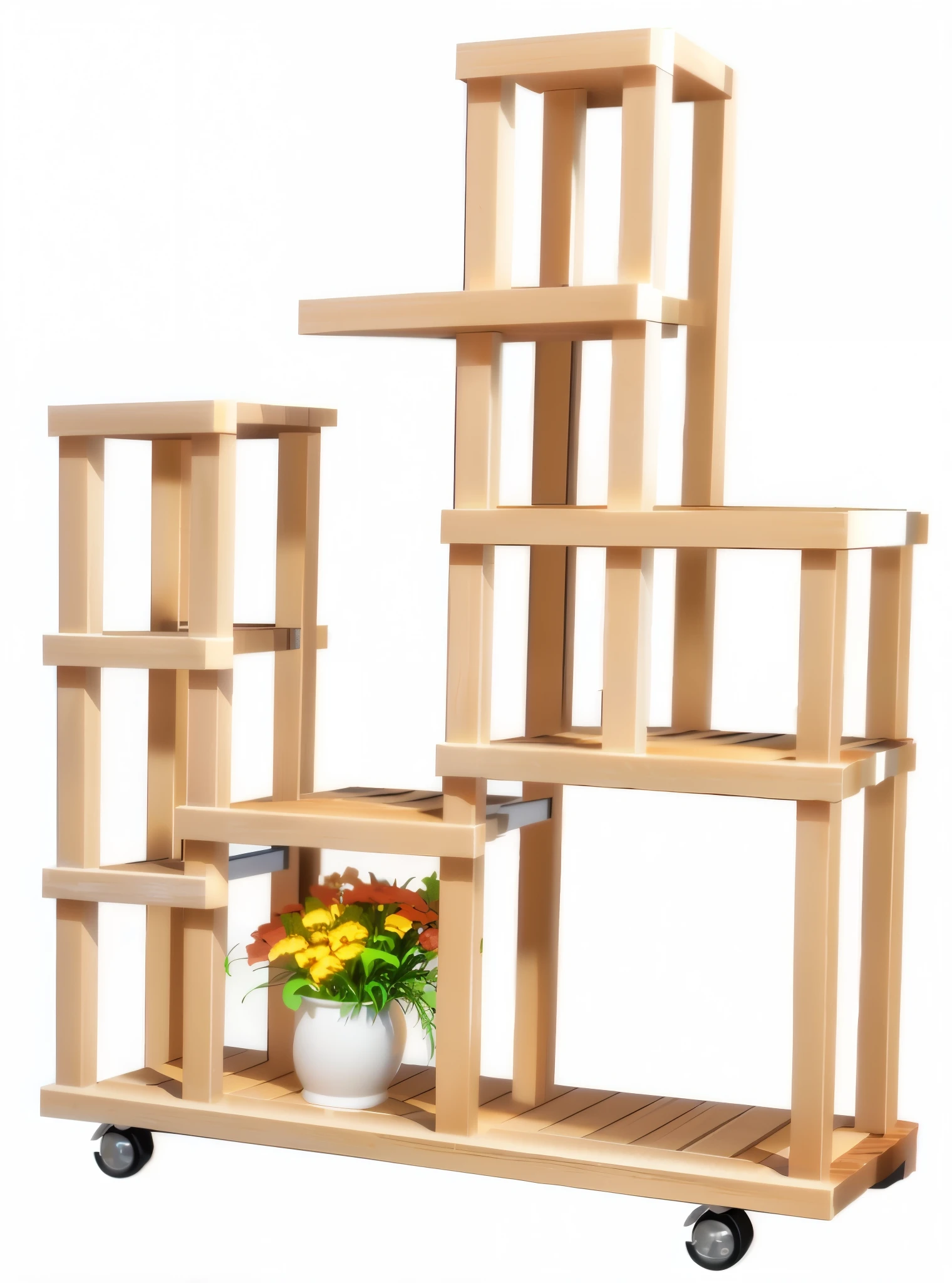 Just the shelf, Style 3D rendering, high detal, wooden
