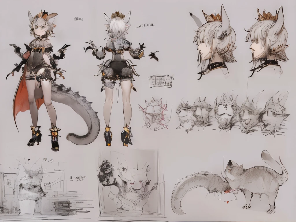 Cat with dragon head and tail, concept-art!!, concept-art!