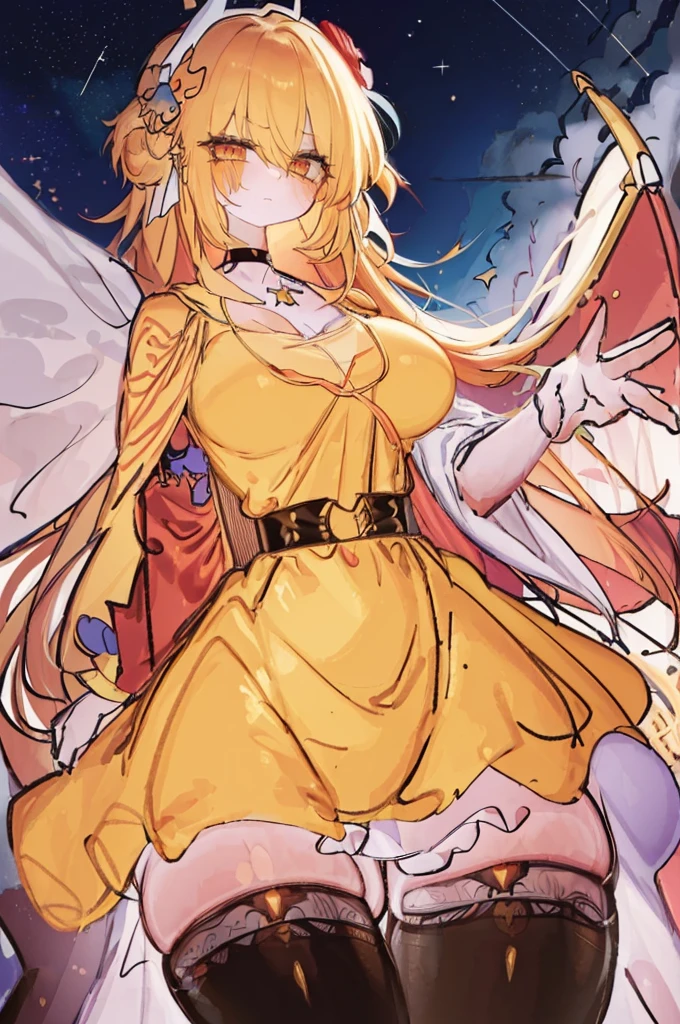 (masutepiece, of the highest quality, Best Quality, Official art, Beauty and aesthetics: 1.2), (1 girl), Extreme Detail, (Fractal Art: 1.3), Colorful, Supreme Detail, Perfect face, Upper body, nffsw, Prayer, (White cloak golden lines: 1.2), Starry sky, shooting stars, light stripes, surrealism., (masutepiece, Highest Quality, Top resolution, Distinct_image, Detailed details),((marvelous illustration)),(Detail splash)