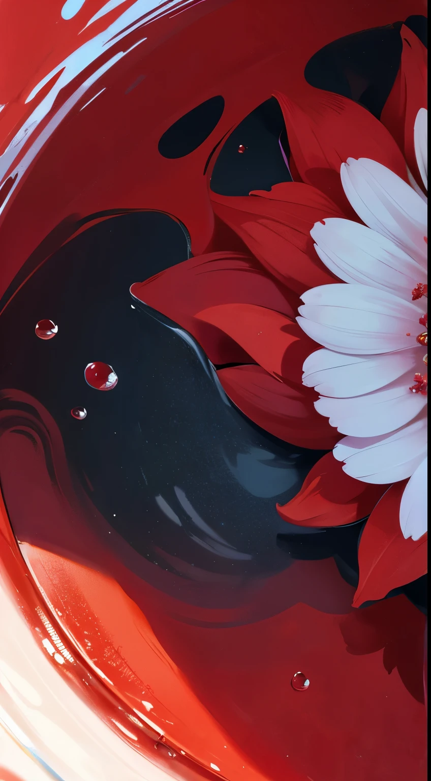 A close-up of a red flower takes up the entire frame,Delicate petallurry like water vapor,Color blending is too natural,tmasterpiece,8k,chaos