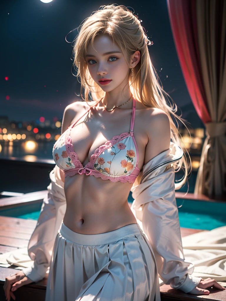 tmasterpiece,Highest image quality,super detailing,Best quality at best ,Extremely Delicately Beautiful, Very meticulous,Best quality at best, offcial art, extremely detaild的 CG unified 8k wallpapers, Ana de Armas portrait photo, AdelaBlue Eyetremely Detailed CG Uniform 8k Wallpaper,tmasterpiece,Highest image quality),(Delicate light and shadow,This photo has dramatic shots effectariner Moon:1.1),Enchanted smile,double tails, eBlue eyes,combed blonde hair, Skinny lace top,Bikini skirt,dynamicposes),The background is the universe(superior detail,The lighting effect is outstanding,Vista wide angle),(Excellent rendering,Enough to stand out from the crowd),Sexy big breasts,Dreamer.Big breasts, big breasts,The sexiest look,Beautiful floral print silk garments,The most beautiful woman in the world,(Obscenity exposed,Camel toes,),(各种颜色的Dreamer.Big breasts, big breasts耳环,white colors,in pink,purpleish color,red colour,blue colors,orange colors,green color,cyan colors,),cropped shoulders,mini-skirteautiful legs,