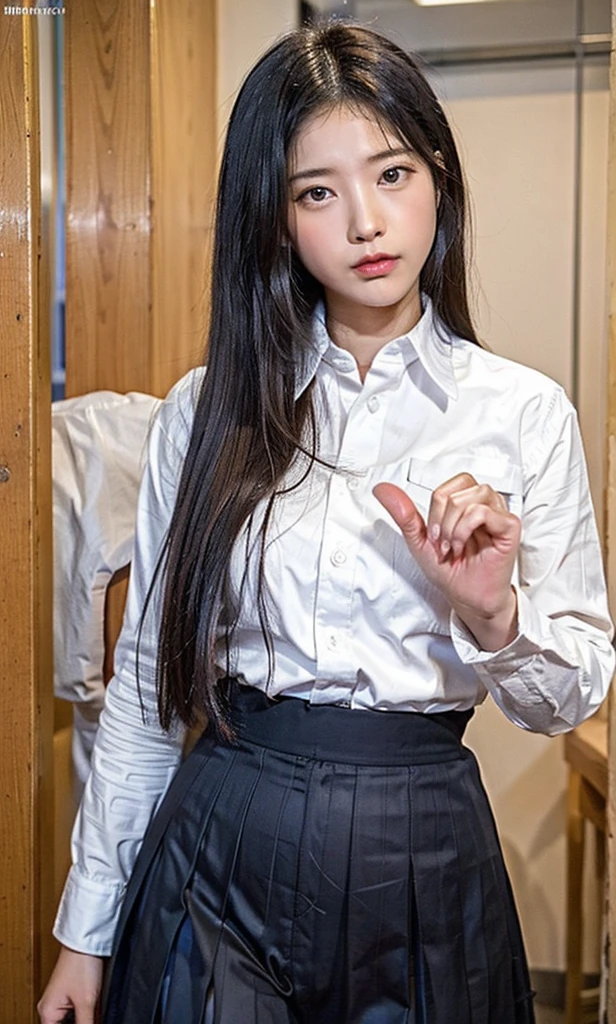 ulzzang-6500-v1.1, (Foto RAW:1.2), (fotot-REALISTA，:1.4), Hermosas chicas detalladas, Ojos y rostros altamente detallados, hermosos ojos detallados, s ridiculous, Unbelievably ridiculous, File Size Huge, Super detailed, Altas Resoluciones, muy detallado, sthe highest qualit, Maestro Paz、, Kemomi, ((Japanese Girl's High School Uniform)), An illustration, muy detallado, UHQ, Unification, 8k fondos de pantalla, splendid, Detalles finos, Maestro Paz、, sthe highest qualit, very detailedなUHQユニフォーム8k wallpapers, Luz en la cara、movie lighting、16 years girl、((sin bragas))、((dynamic  pose)))、(Dedos de camello)、(mitad)、(pantys、、、、)、(sentado sobre las piernas doblando las rodillas))、de pelo corto、Pelo corto、cuello largo、Saca las orejas、more explosive eyes、lashes、a Bonita、Muy lindo