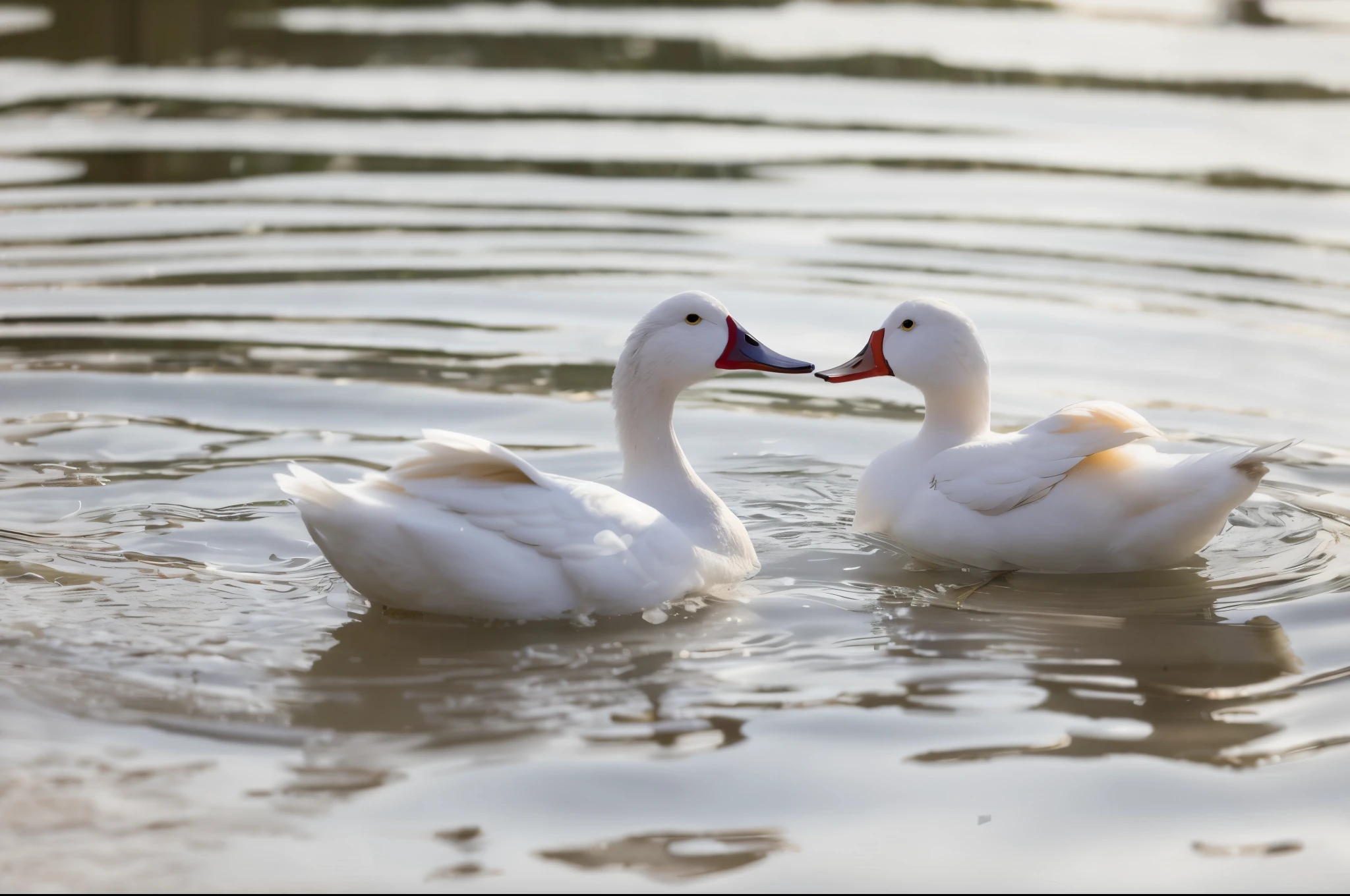 OilPaintStyle,quadratic element,two white ducks,The sense of light and shadow is strong