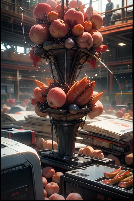 a computer screen with a bunch of hot dogs on it, a screenshot, by Tadashi Nakayama, computer art, classic 3 d model of molecule, slam dancing creatures, peach, berries inside structure