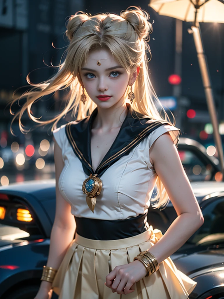 tmasterpiece,Highest image quality,super detailing,Best quality ,Extremely Delicately Beautiful, Very meticulous,Best quality, offcial art, extremely detaild的 CG unified 8k wallpapers, Ana de Armas portrait photo, 金发eBlue eyes,(CG Unity 8K wallpaper in extreme detail,tmasterpiece,Highest image quality),(Delicate light and shadow,The picture is highly dramatic,Cinematic lens effect), (the sailor moon:1.1),Charming smile,double tails, eBlue eyes,golden hair, tight top,whitegloves, mini-skirts,dynamicposes),The background is the universe(Exceptional detail,The lighting effect is outstanding,Vista wide angle),(Excellent rendering,Enough to stand out from the crowd),Sexy big breasts,Dreamcatcher earrings,The sexiest look,beautiful thilack silk clothing,The most beautiful woman in the world,