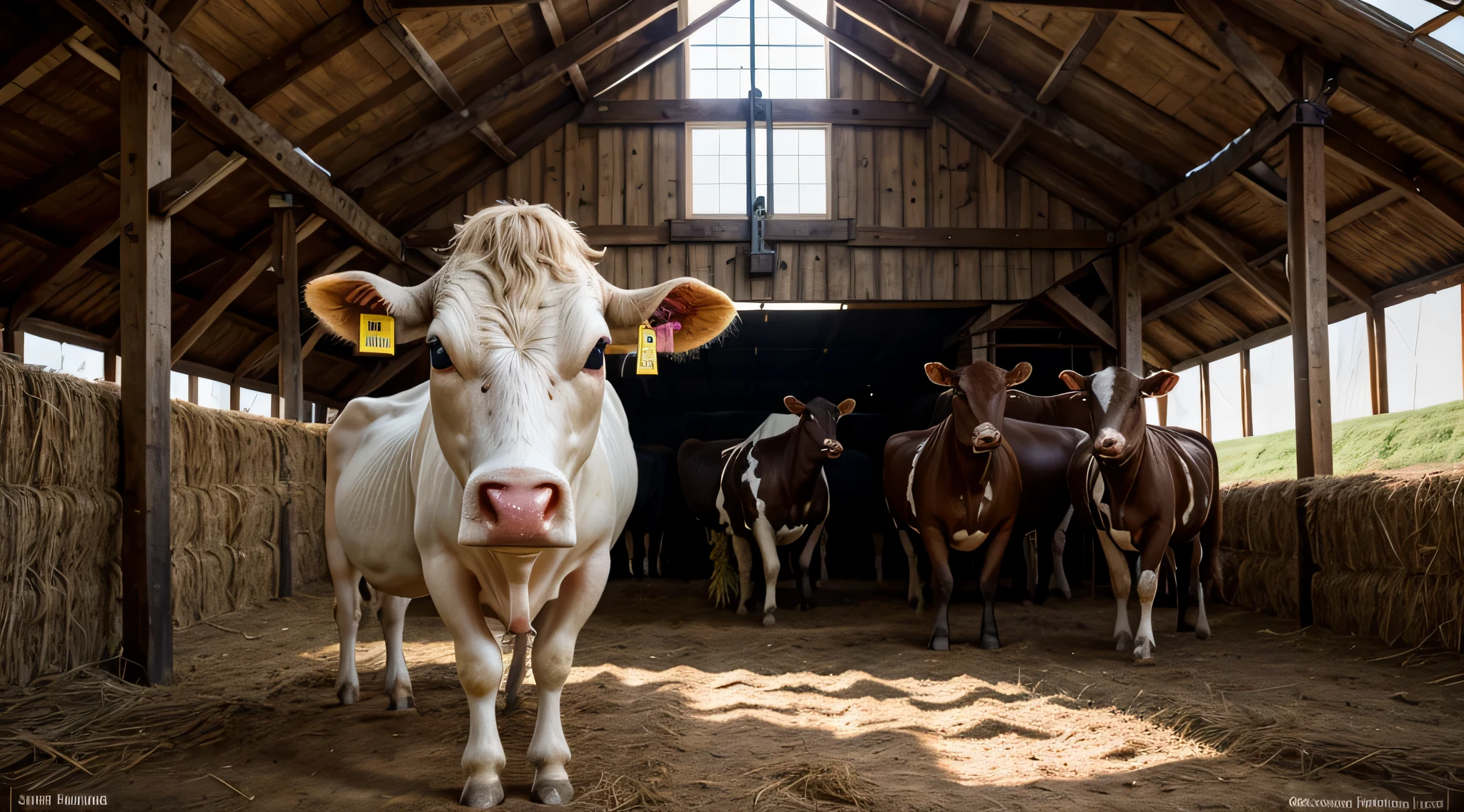 (best quality,4k,8k,highres,masterpiece:1.2),ultra-detailed,(realistic,photorealistic,photo-realistic:1.37),professional photograph,man milking a cow in a barn,award-winning image,ultra-realistic(milking,man,cow,barn),HDR,UHD,studio lighting,ultra-fine painting,sharp focus,physically-based rendering,extreme detail description,professional,vivid colors,bokeh,portrait,agriculture,farming,cattle,dairy,hardworking farmer,traditional method,milk bucket,smiling man,gentleman's appeal,golden backlight,peaceful atmosphere,warm color palette,dappled lighting effects,dusty atmosphere,farm-life,authentic composition