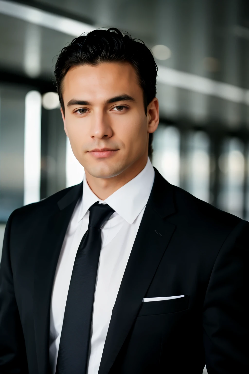 A businessman in black suit, 8K 16×9 resolution