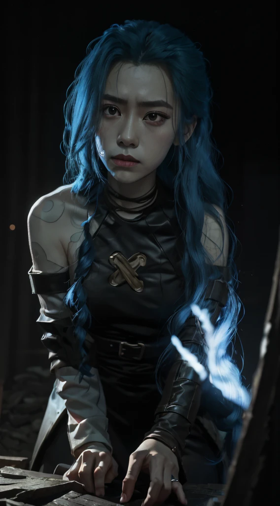 doom，doom blue hair，（Cinematic tones）（The film uses cool tones of blue and gray）doom，Battlefield ruins，doom sits alone on the ruinold your hands around your knees，low head，Frustrated，streaming tears，weeping，agony，helpless，irate，hold back tears,image quality, tmasterpiece, 超高分辨率, （Fidelity：1.4）, stunningly beautiful woman, （Deeply condolences）, , dim dim lights, Shady, despairing, regrettable, wretched, Cinematic, teardrop, tear drop, , True rain, wetting hair,. 令人惊讶的weeping, Fair and translucent skin,  There are scratches everywhere, dirty face,  white skinned,  , Surprisingly Real Pictures, 8K high-quality mid-dark lighting, 高the detail, the detail眼, the detail,No clothing，（Bumps）