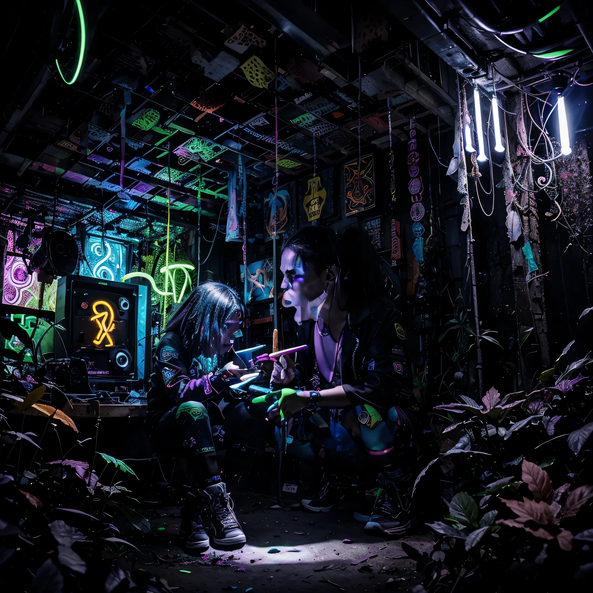 Techno, Psy-Trance, Zauberpilze, ???, extasy, Unkraut, ??????, Neonlichter, Dunkle Nacht,