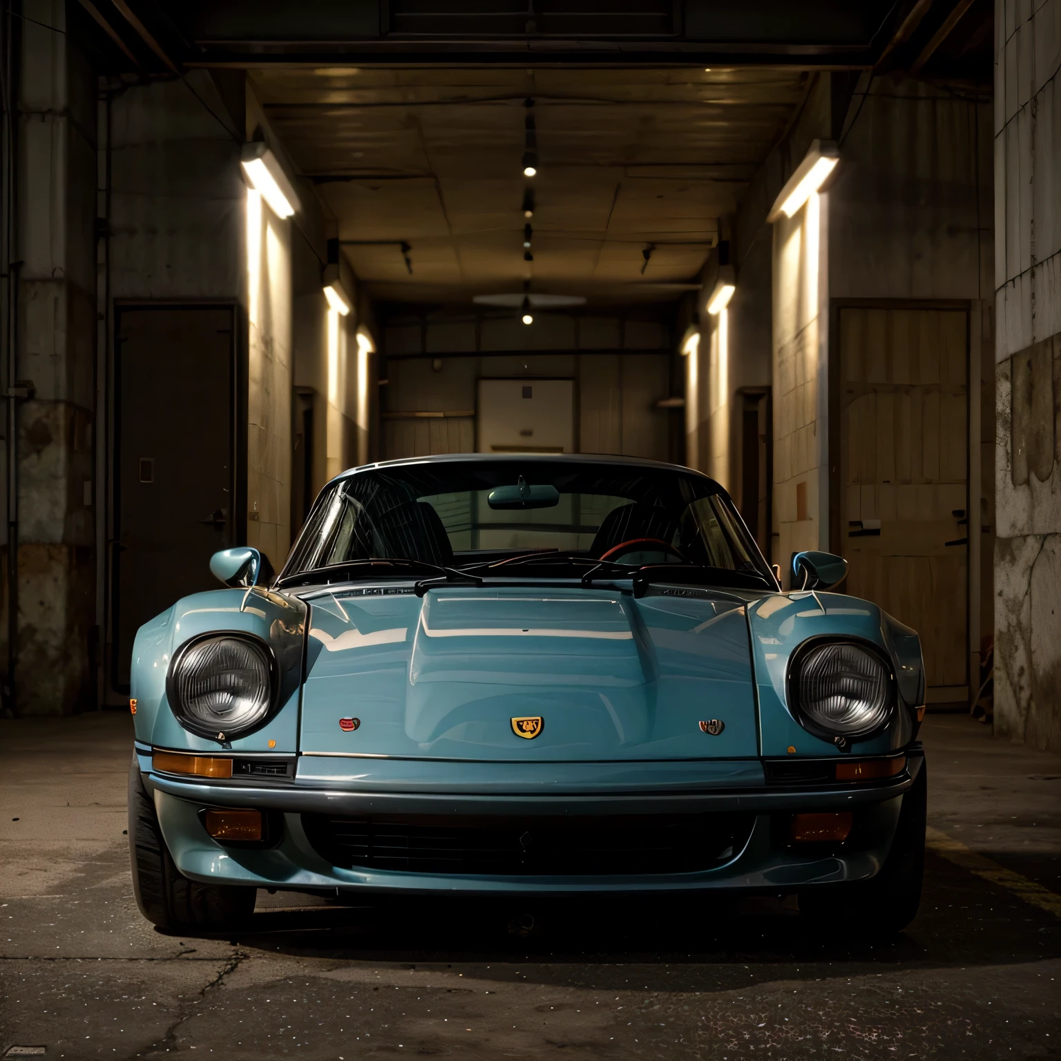 Uma imagem emoldurada de um Porsche 914 colorido da Ferrari hiper realista, riquesa de detalhes, cinematic lighting