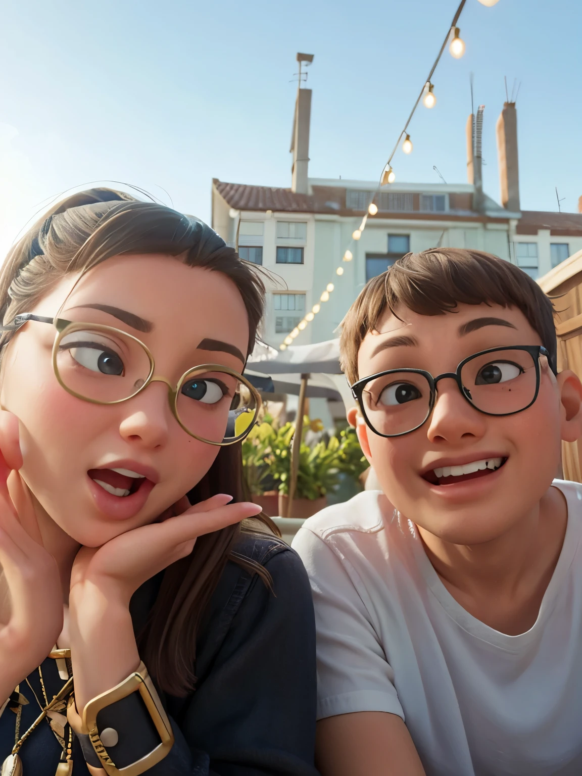 Two people eating