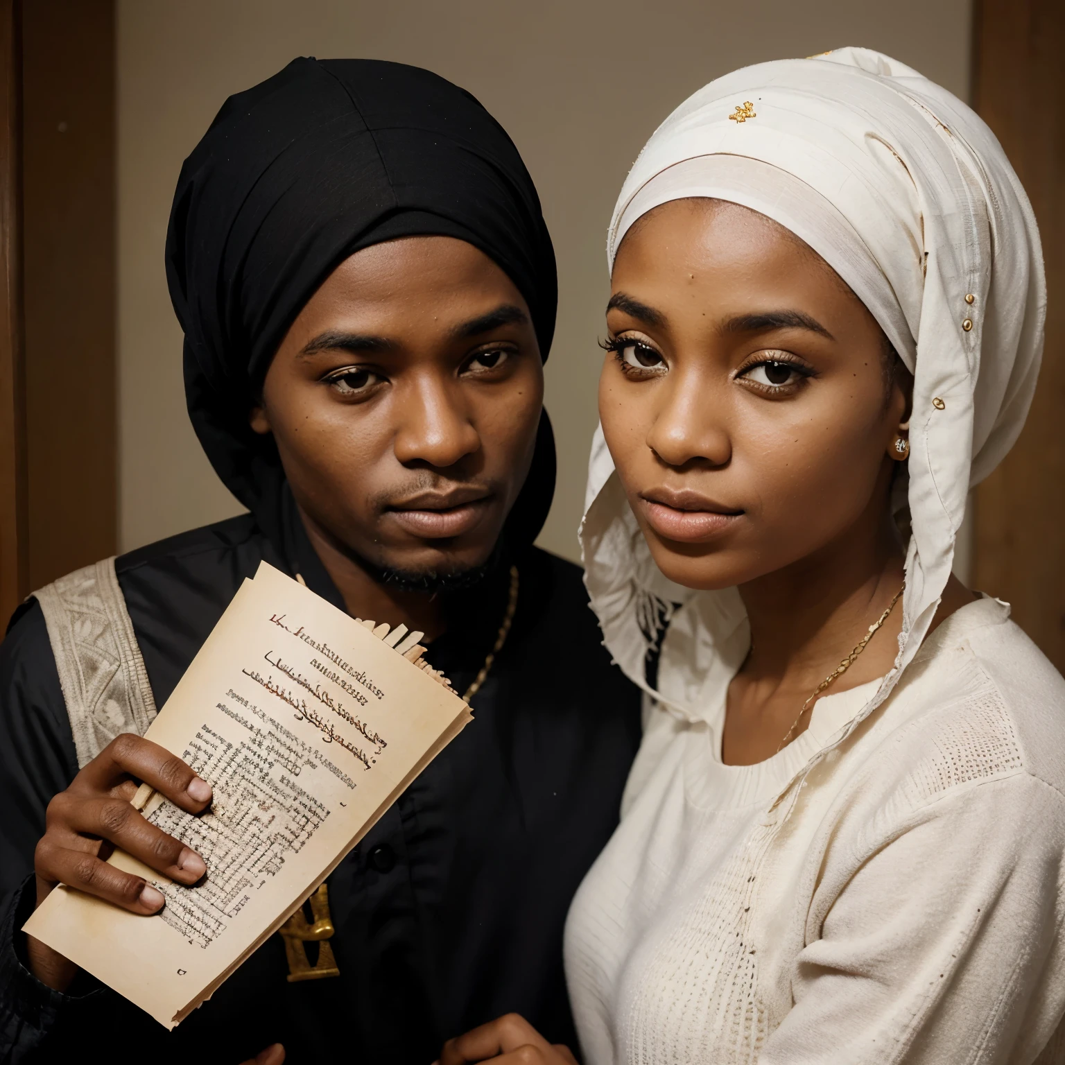 Couple africain musulman avec les lettres K pour l'homme et A pour la femme