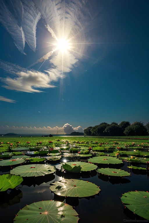 lotuses,Lotus leaf,Skysky,Bio-luminescence,fine,