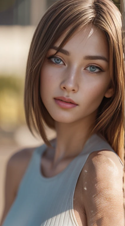 8K, Best Quality, Masterpiece, Ultra High Resolution, (Realism: 1.4), Original Photo, (Realistic Skin Texture: 1.3), (Film Grain: 1.3), ((pose)), 1 Girl, ((nama)) , Sapphire Eyes and Beautiful Face Details, Masterpiece, Best Quality, Close Up, whole body