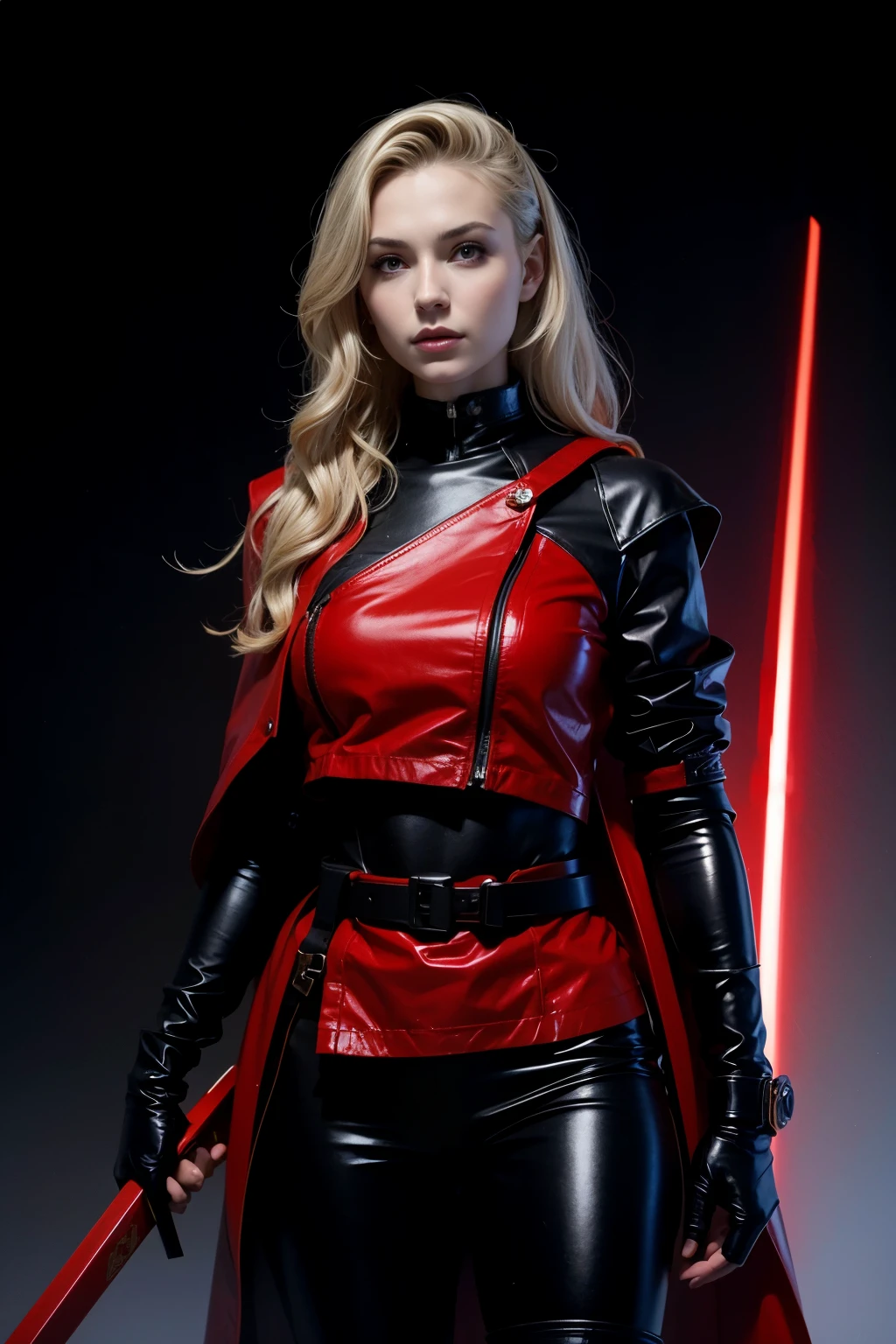 light brunette  woman in red leather outfit holding a sword and a red shield, wojtek fus, very beautiful cyberpunk samurai, [ trending on cgsociety ]!!, trending on cgsociety, artwork in the style of guweiz, ross tran 8 k, lady in red armor, ross tran style, rossdraws 2. 0, trending on cgsociety art