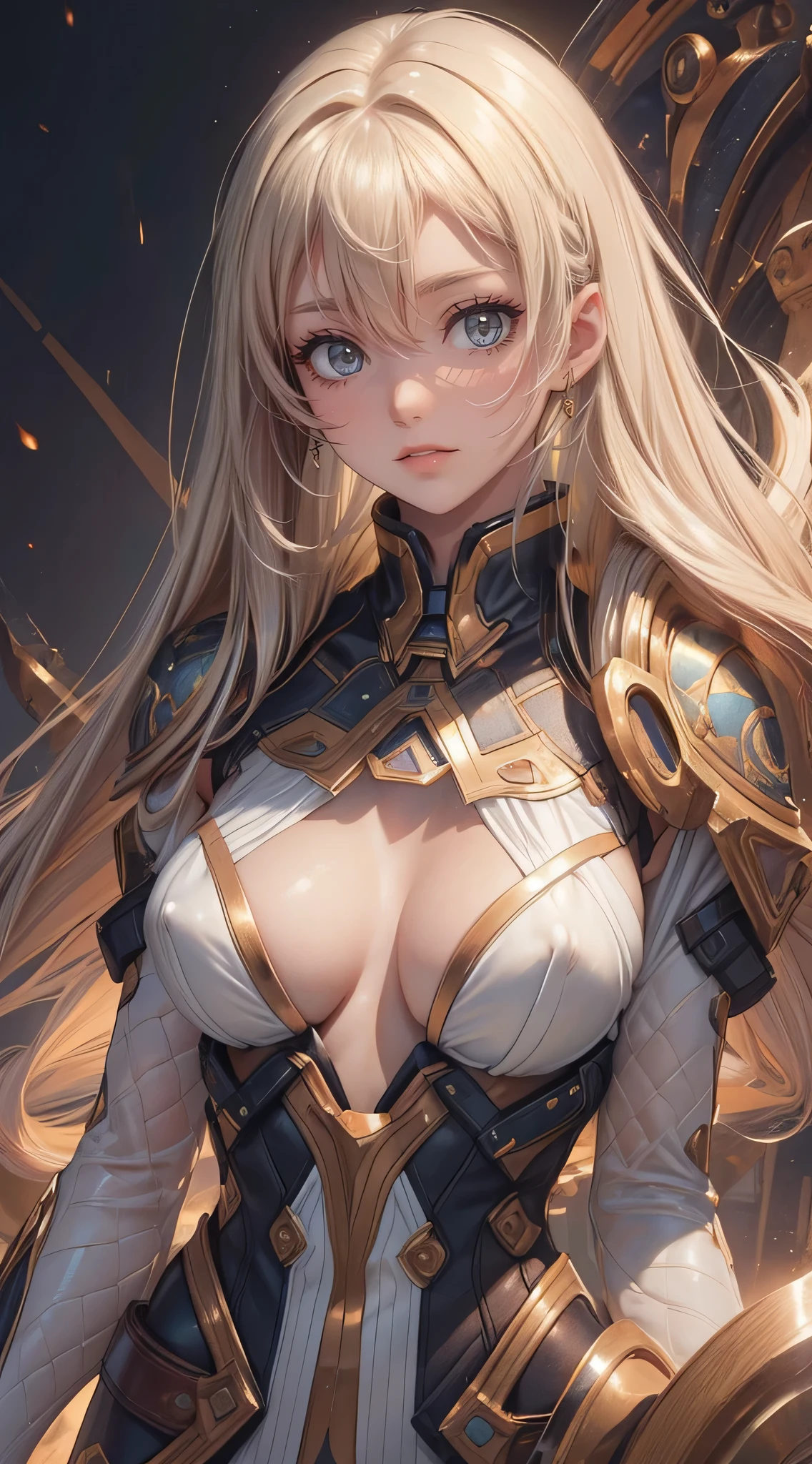 1girl in,(Ultra detailed skin),Curve,Petite,Beautiful breasts,Large breasts,pale skin,pointed breast,Erect nipples,(Fantasy Art,Highest image quality,Hyperrealist portrait,(8K),Ultra-realistic,Best Quality, High quality, High Definition, High quality texture,high detailing,Beautiful detailed,fine detailed,extremely details CG,Detailed texture,realistic representation of face,masutepiece,presence,Dynamic,Bold),Bob Hair,(super thin hair),(ultra soft hair),(ultra straight hair:1.5),Swept long bangs,Extra bright coppery amber hair,Hair over one eye