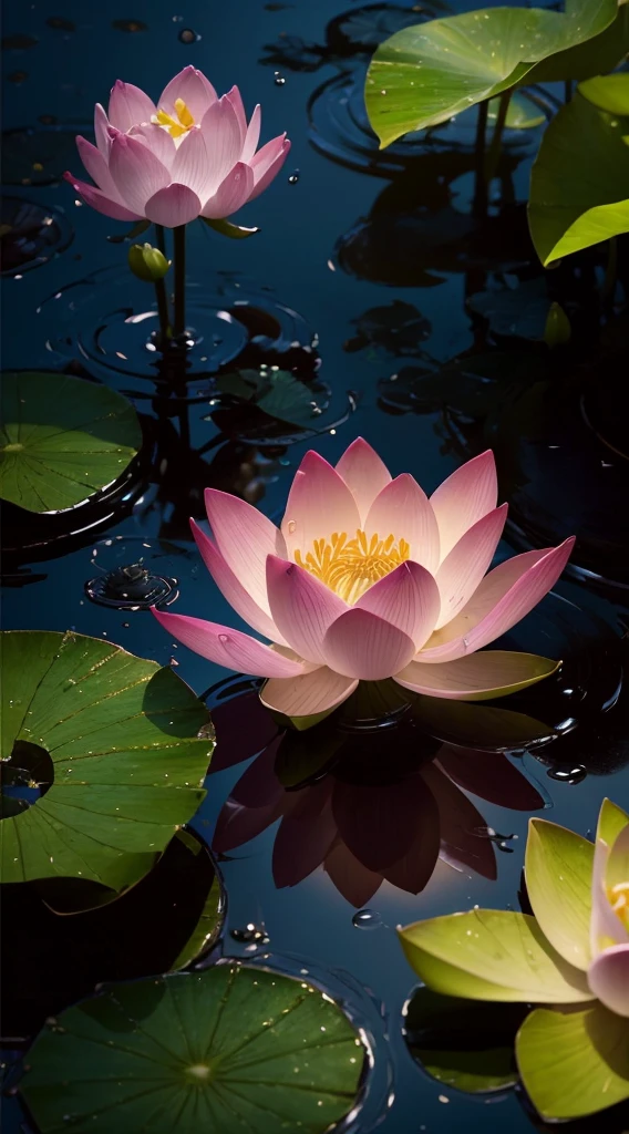 &quot;A surreal lotus flower&quot;，Buds to be placed, rainbowing, sunshine rainbowing, Using Artstation ternary colors, high saturated, HighDynamicRange highlight, 8K分辨率, Gothic deviant masterpieces by Greg Rutkowski and Artgerm, Sunlight diffusion penetration, Golden intense sunlight, radiant light, Reflection in the water, slightly rainbowing, Show very clean. Excellent Adobe Lightroom, photolab, HighDynamicRange, Complex, Cool light 2.2, Fine details deliver highly detailed pictures, (depth of fields: 1.4)&quot;Everything is so beautiful