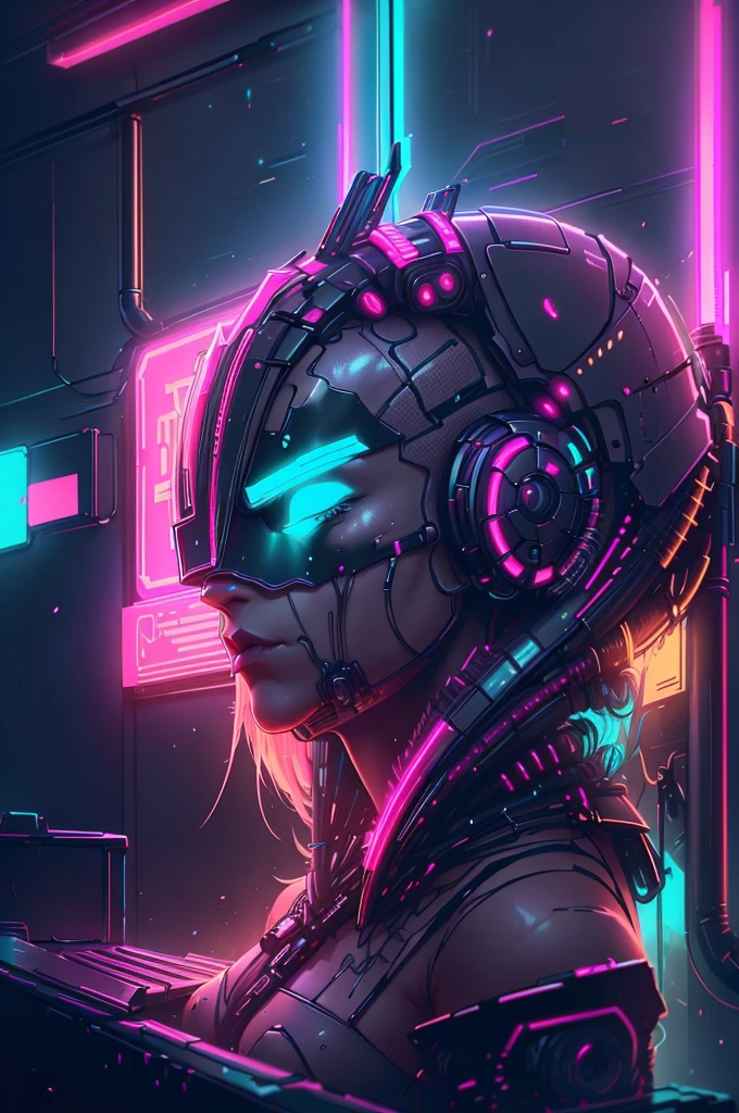 Cyberpunk AI neon lights in the Cyberpunk AI arcade，Become the perfect Posirian Coschoum, Shiny, Resilient, super marshmallow