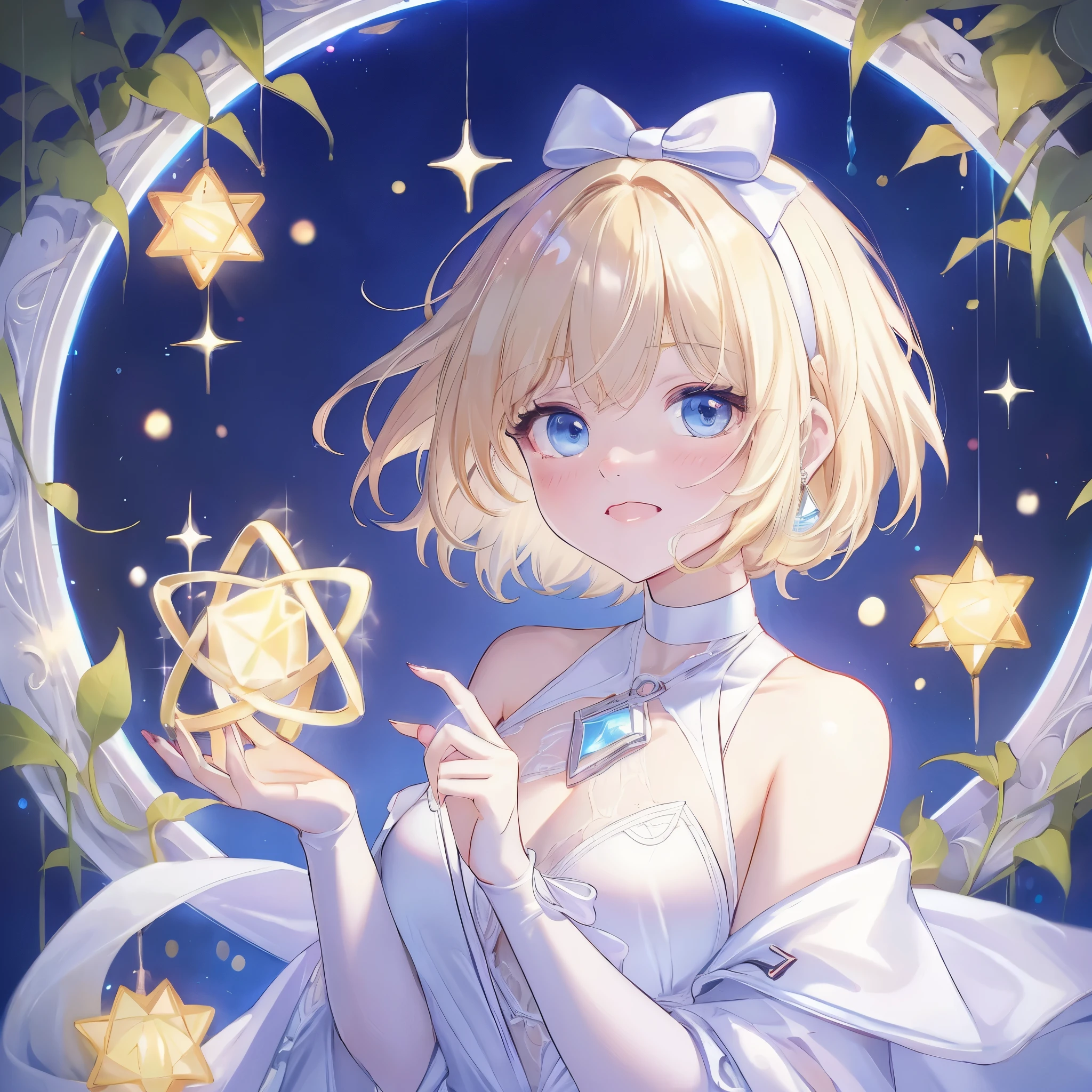 High quality, masterpiece, white underwear only, blonde, beautiful hair, beautiful eyes, detailed, outdoor, night, full body