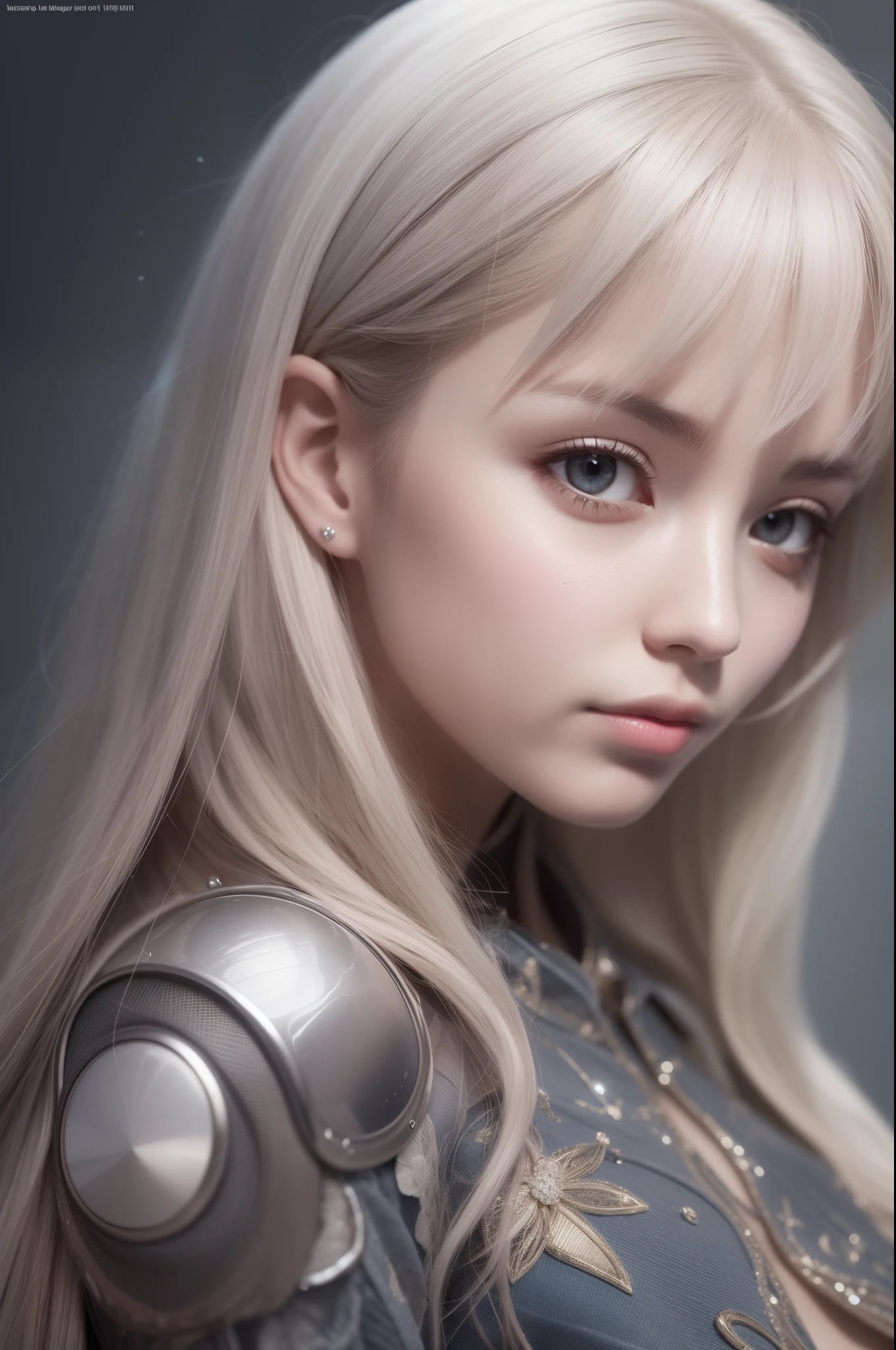 top-quality、8K Masterpiece、超A high resolution、(Photorealsitic:1.3)、Raw photo、女の子1人、silver white hair、glowy skin、1 Cyberpunk Super Beautiful Soldier、((super realistic details))、portlate、globalillumination、Shadow、octan render、8K、ultrasharp、beauty breast、Raw skin is exposed in cleavage、metals、cold color、、highly intricate detail、Realistic light、CGSoation trend beautiful eyes、Eyes shining towards the camera、neon details、