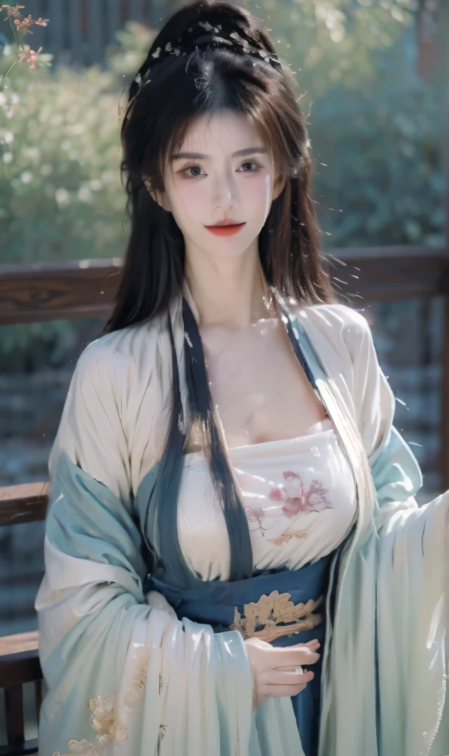 one-girl，black hair color hair，，，Hanfu，Open the chest，Open lips， Dunhuang Feitian Style，Dunhuang Feitian Style，woman woman has a big