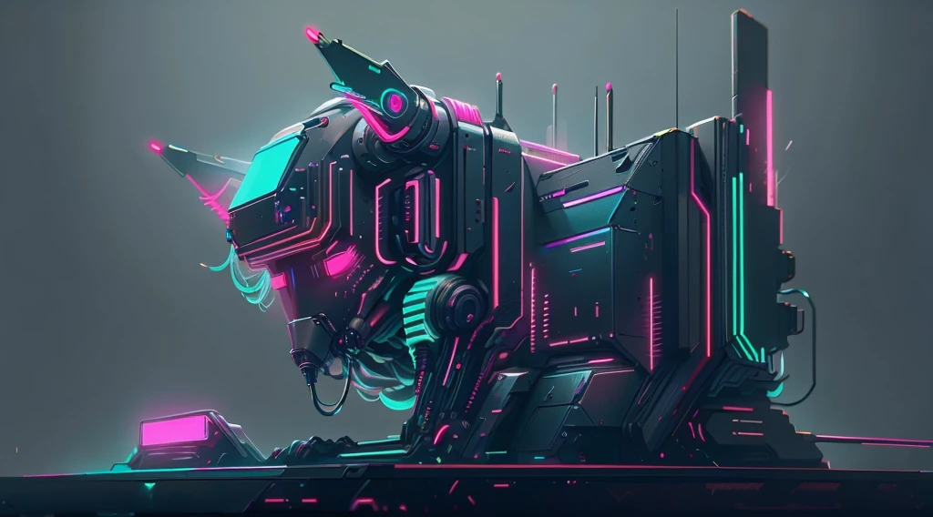 Cyberpunk AI Neon in Cyberpunk AI Circuit Board,Cute little robot