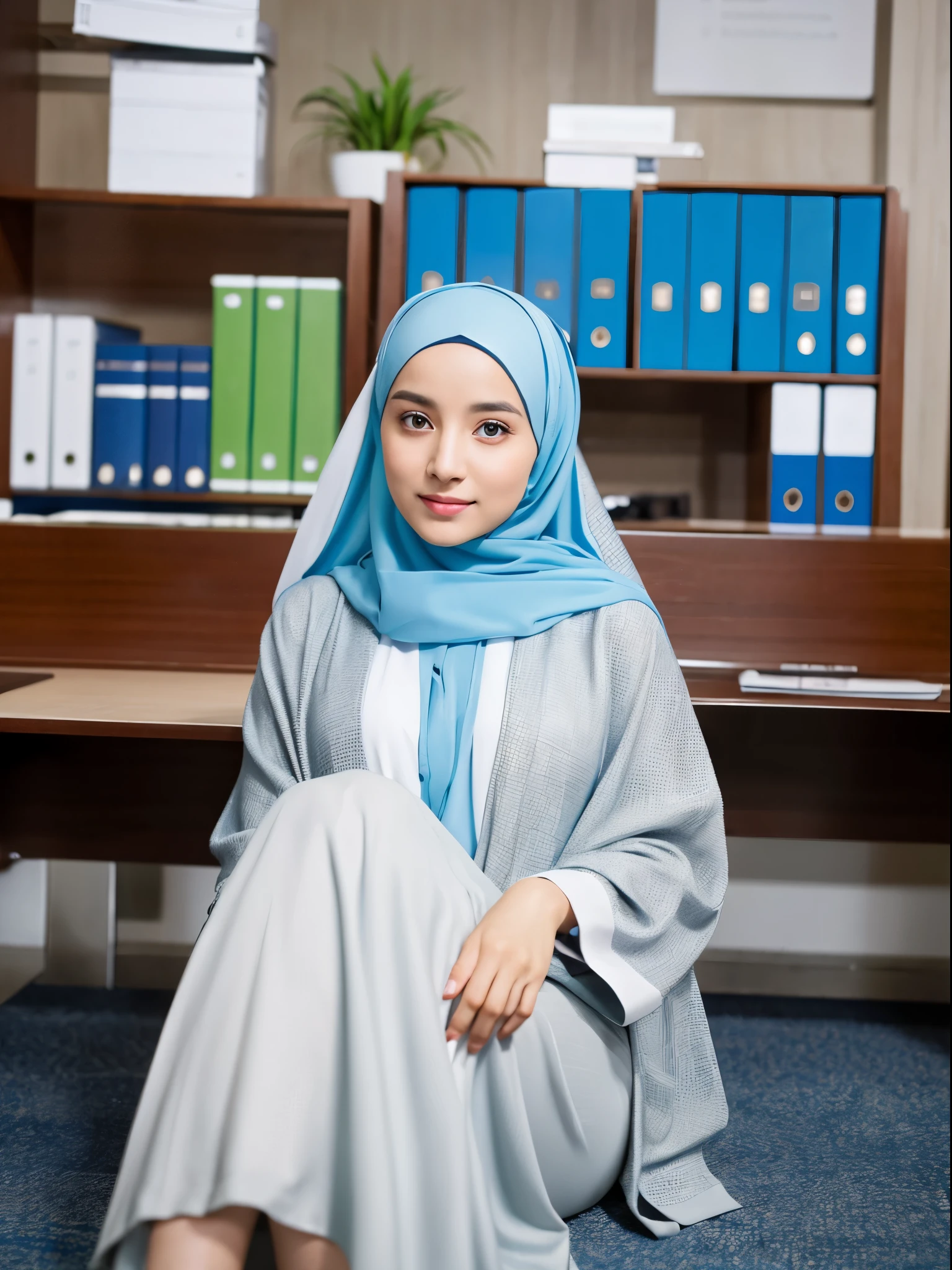 middle eastern women, hijab, gamis, office