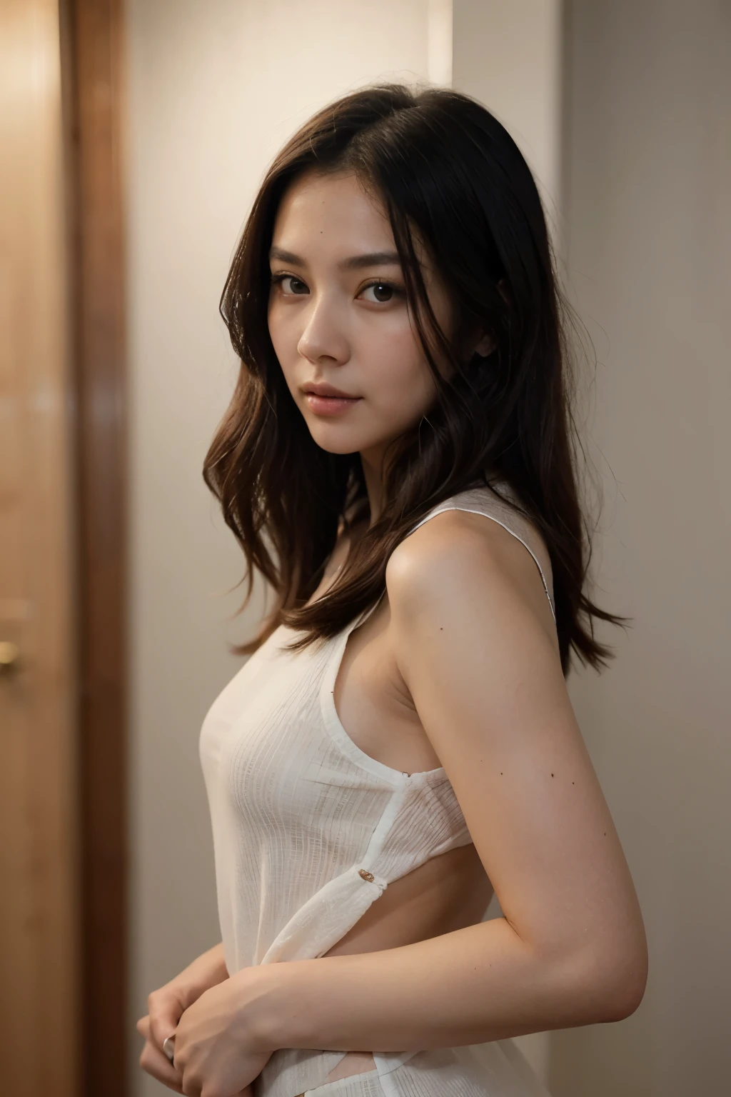 A full-body shot of a Chinese woman 35 years old, beautiful, modern, lovely, black hair, thin and nice. Masterpiece, Well drawn eyes, well drawn face, well detailed eyes, well detailed face, 8k, light and shadow effect.
((best quality)), ((masterpiece)), (detailed), perfect face.