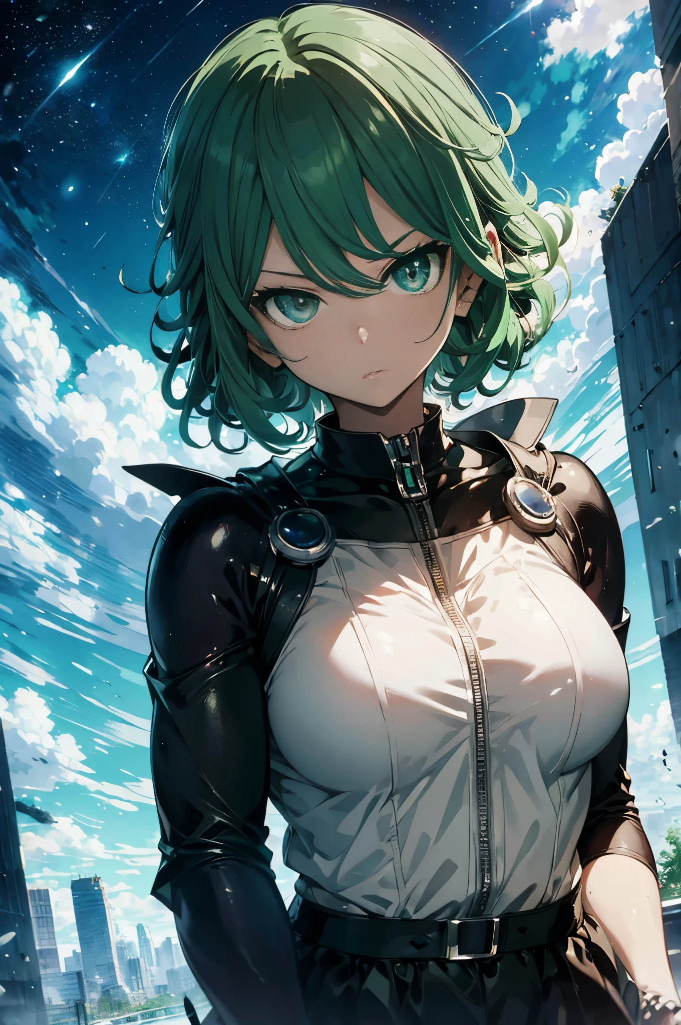 (((by One Punch Man aesthetic style::1))), astonishinasterpiece art of a beauty Tatsumaki