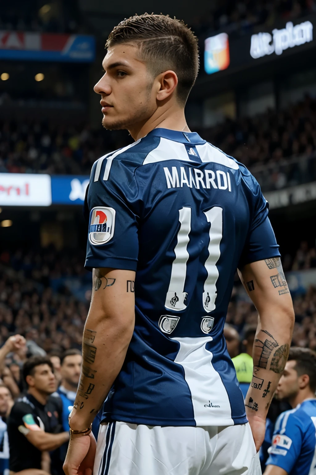 mauro icardi intermilan jersey, back showing,  look side ways